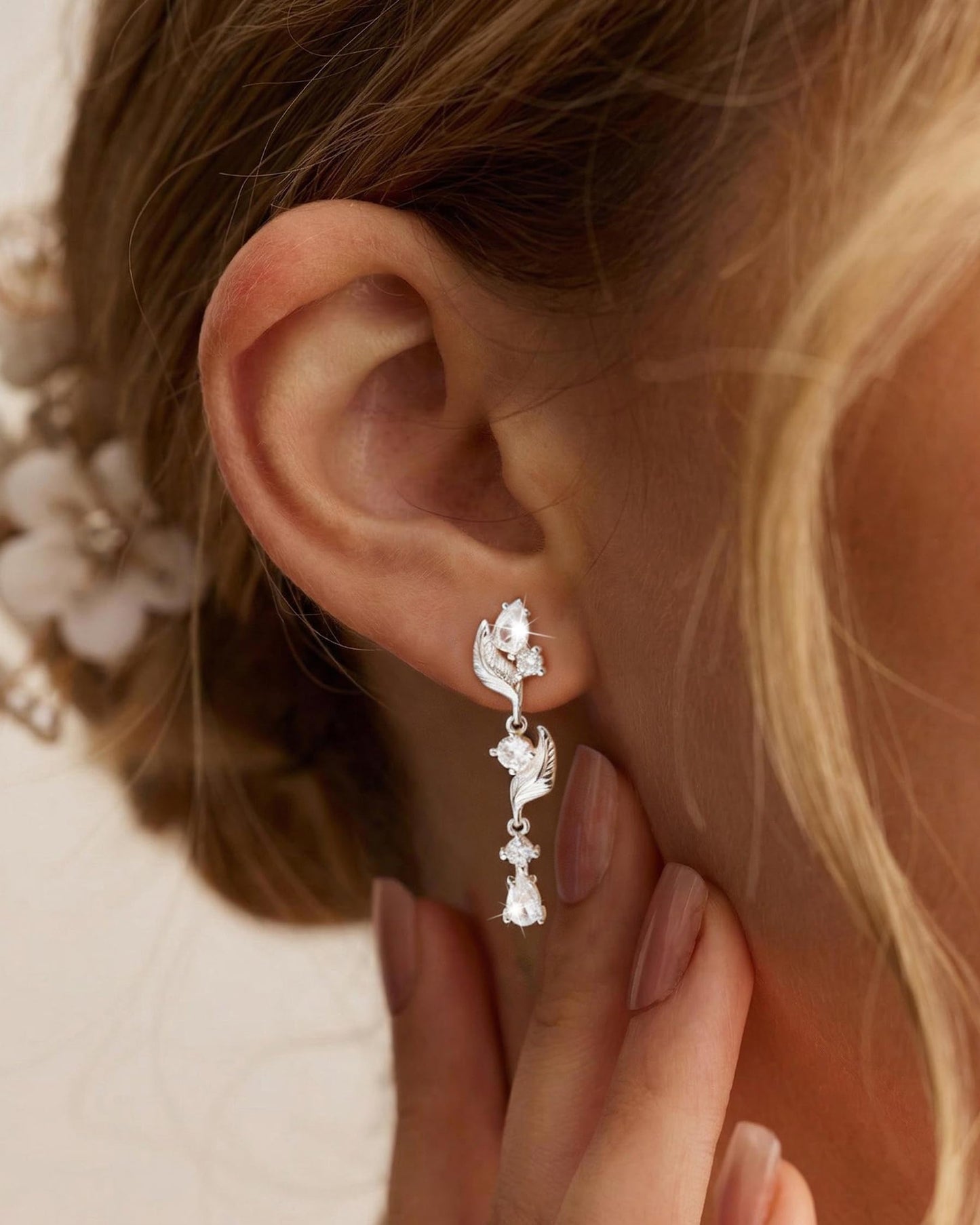925 Sterling Silver Dangle Earrings for Women Trendy Brides Drop Dangle Cubic Zirconia Elegant Prom Bridal Bridesmaids Wedding Anniversary Dangling Jewelry
