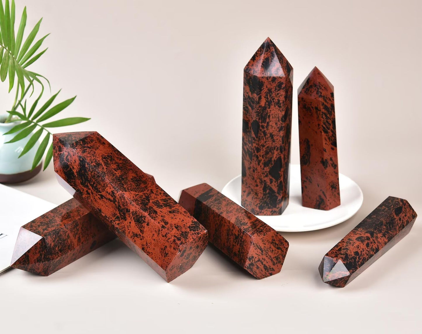 Mahogany Obsidian Stone Tower Obelisk Healing Crystal Wand Large Reiki Meditation Gifts 1.1-1.7 LBS