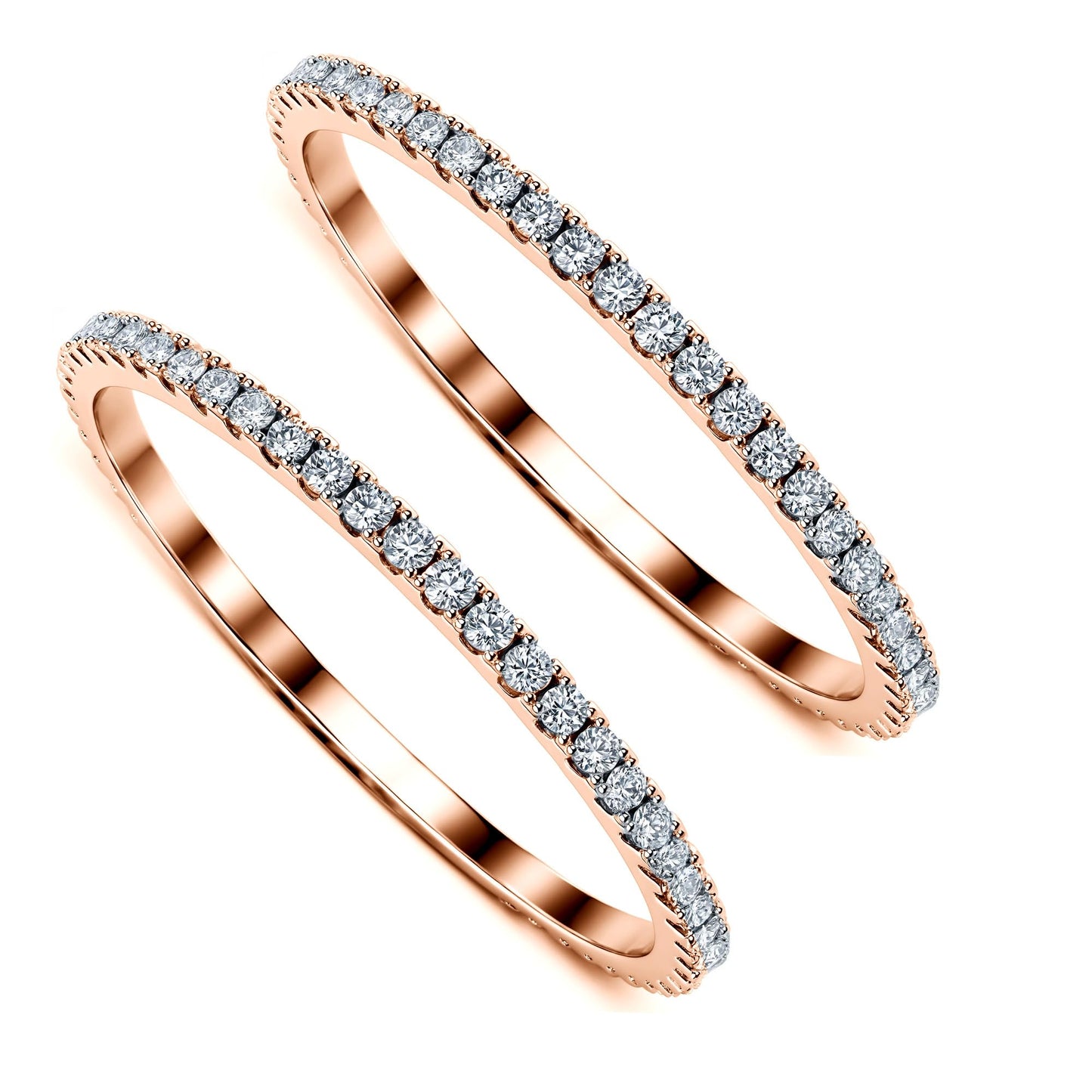 LevyPan 2-Pack 14K Gold Plated Stacking Rings for Oura Ring Gen 4/Gen 3, Cubic Zirconia Simulated oura ring stack Diamond Rings for Women