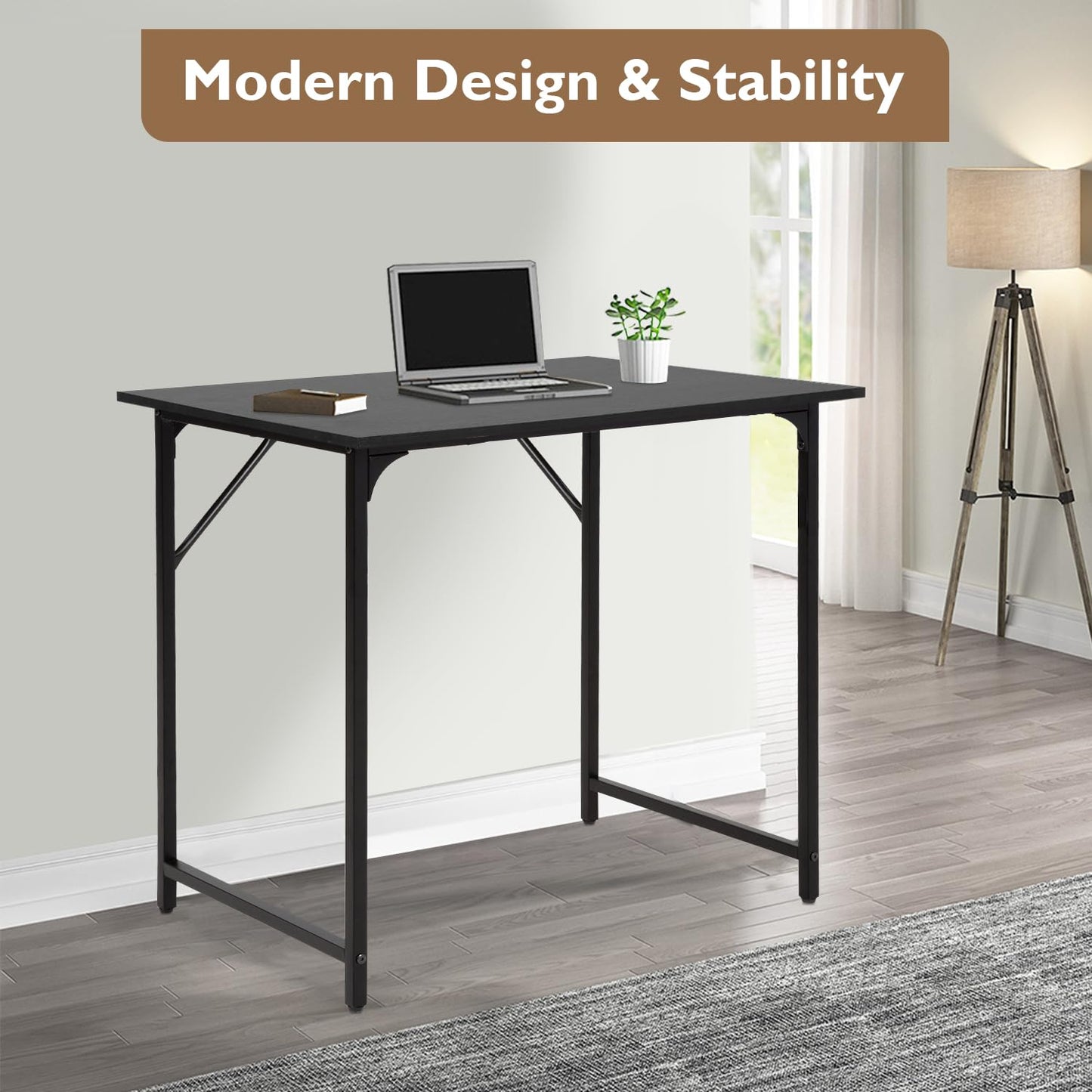 BestOffice Computer Desk,Home Office Desk, Modern Simple Style for Home Office Study Writing (Black, 32 Inch)