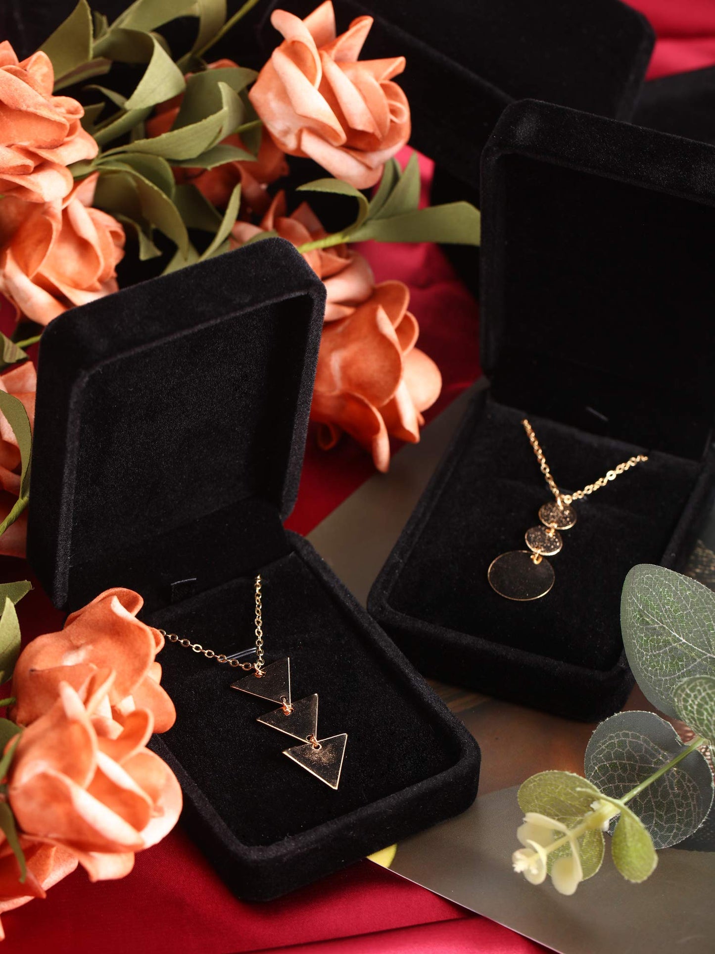 Hicarer 12 Pieces Velvet Necklace Pendant Gift Box Black Jewelry Necklace Pendant Storage Display Case for Proposal Engagement Wedding Birthday