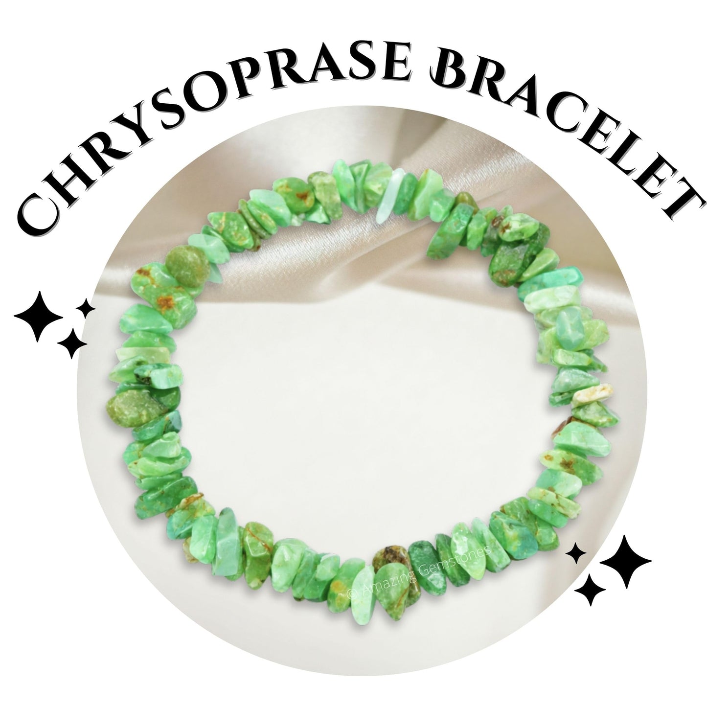 Amazing Gemstone Chips Bracelet (Chrysoprase Premium)