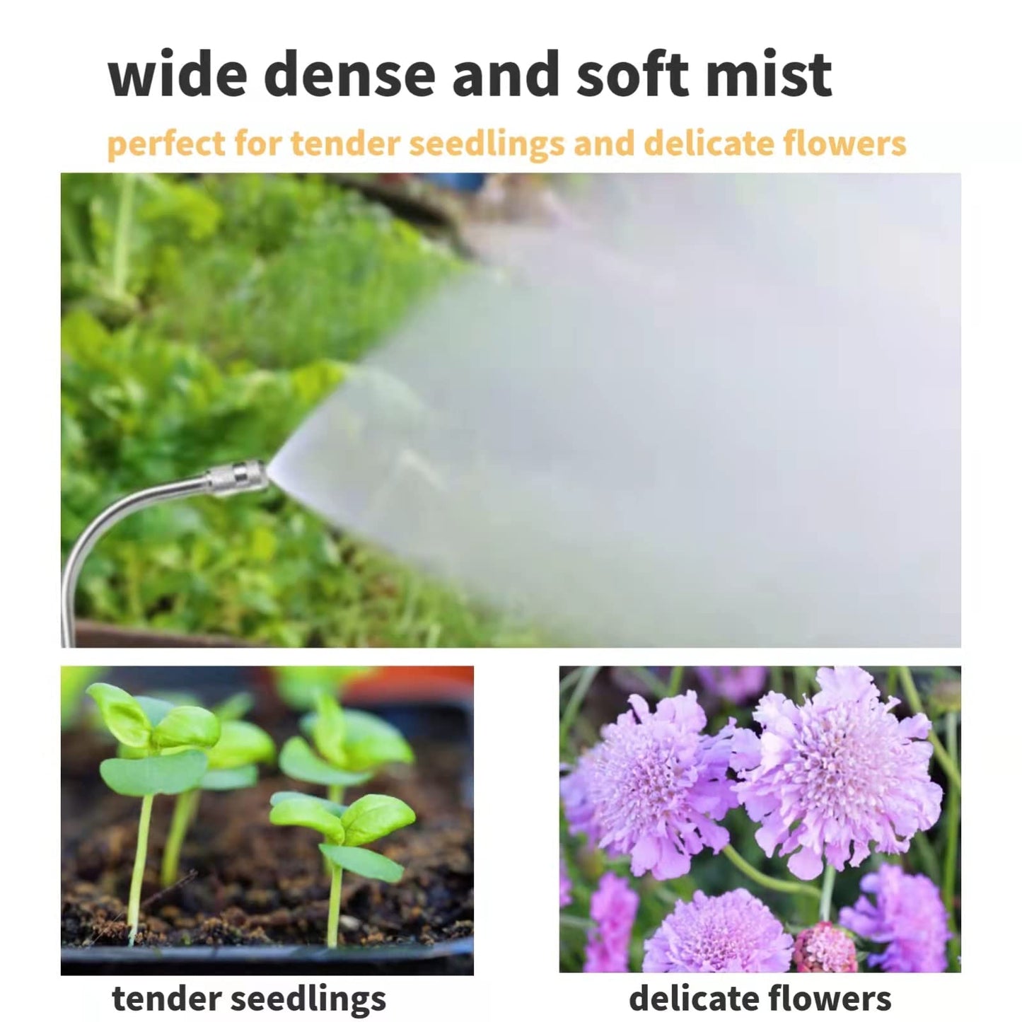 Mist Watering Wand For Hanging Baskets,25 Inch Spray Wand With Adjustable Nozzle, Car Pet Window Cleaning Tool, Great For Watering Seedbeds, Hanging Plants, Deck Plants.（90-degree curved nozzle）