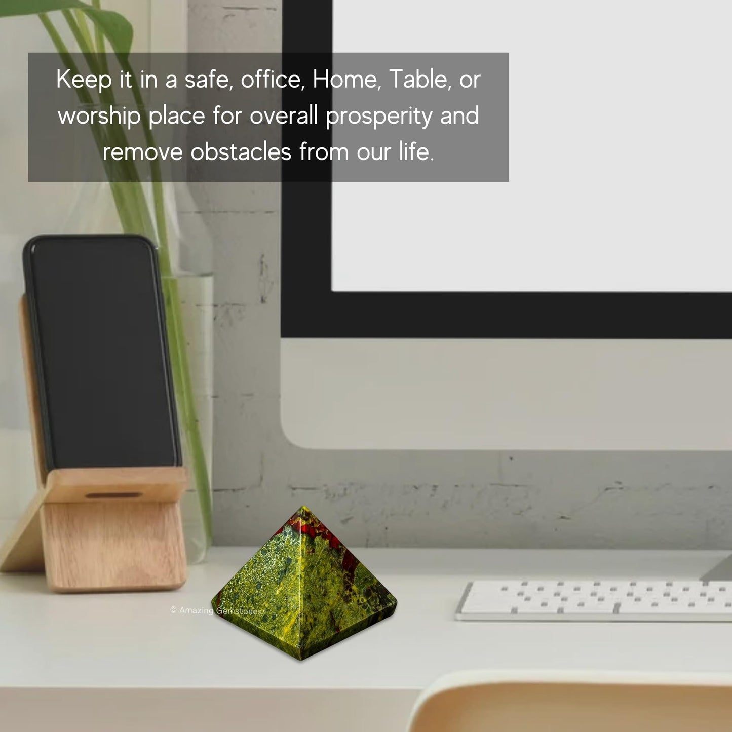 Amazing Gemstone Dragon Bloodstone Pyramid Crystal Healing Stones - 1.5" Great Pyramid Figurine of Natural Stone Pyramid for Meditation, Reiki, Chakra Balancing and Crystal Pyramids Grid