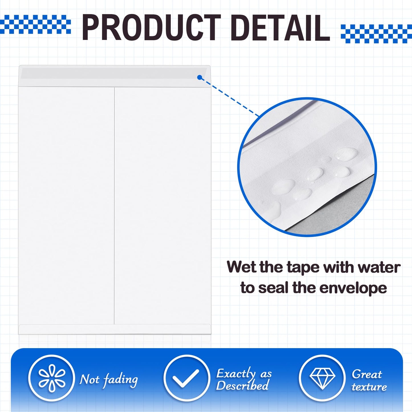 Motipuns 50 Pcs 14'' x 18'' Extra Large Mailing Envelopes 32lb with Gummed Flaps, Catalog Jumbo Craft Envelopes for Mailing, Storage and Organizing Documents Office Supplies(White)