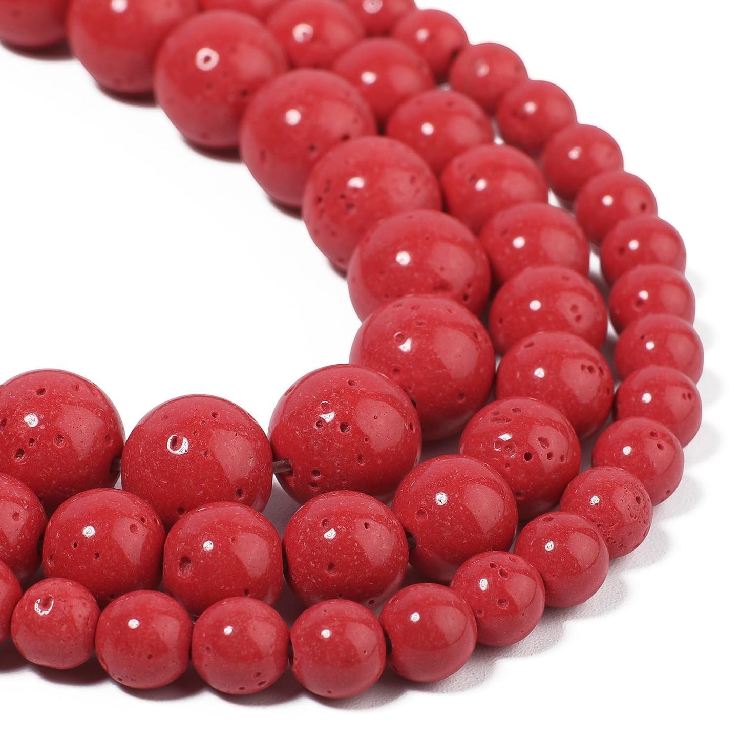 Yochus 45pcs Red Coral Beads，8mm Healing Power Natural Stone Round Loose Gemstone Beads for Jewelry Making Earring Necklace DIY Crafts