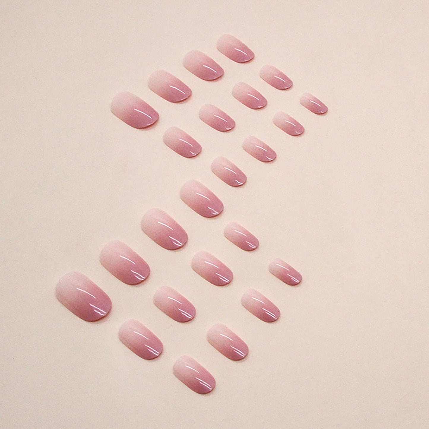 Short Almond Press on Nails Gradient Pink Fake Nails Press ons Acrylic Nails False Glossy Full Cover Artificial Stick on Nails for Women Girls 24 Pcs