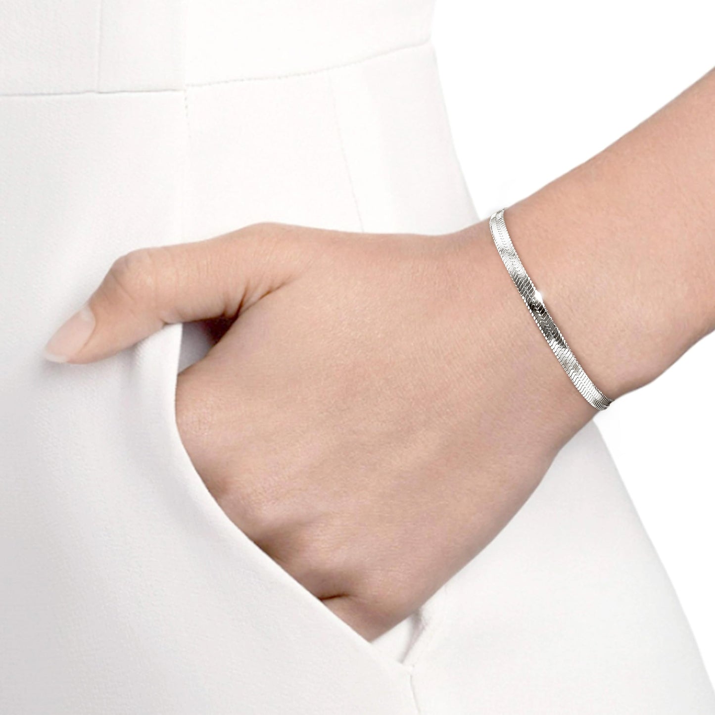 WomenGifts Silver Bracelet Stack for Women, Stackable Bracelets Sterling Silver Set on Bangle Cuff, Box Link, Figaro, Herringbone, Sparkling Chain, Waterproof Tarnish Resistant Jewelry Gift for Women