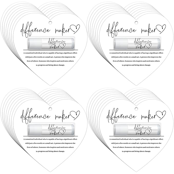 30 Pack Christmas Employee Appreciation Gift Lip Balms Bulk Staff Teacher Team Volunteer Thank You Gift Thanksgiving Christmas Appreciation Party Favor for Women Men(Heart,White)
