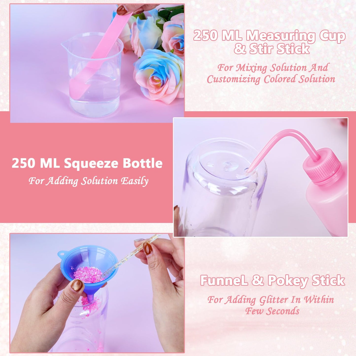 6 Pack 20 Oz Acrylic Snow Globe Tumbler Supplies Starter Kit, Double Wall Plastic Pre-Drilled Snowglobe Tumbler Cup Tool Set, Including Squeeze Bottle Cup Cradle and Scraper etc.