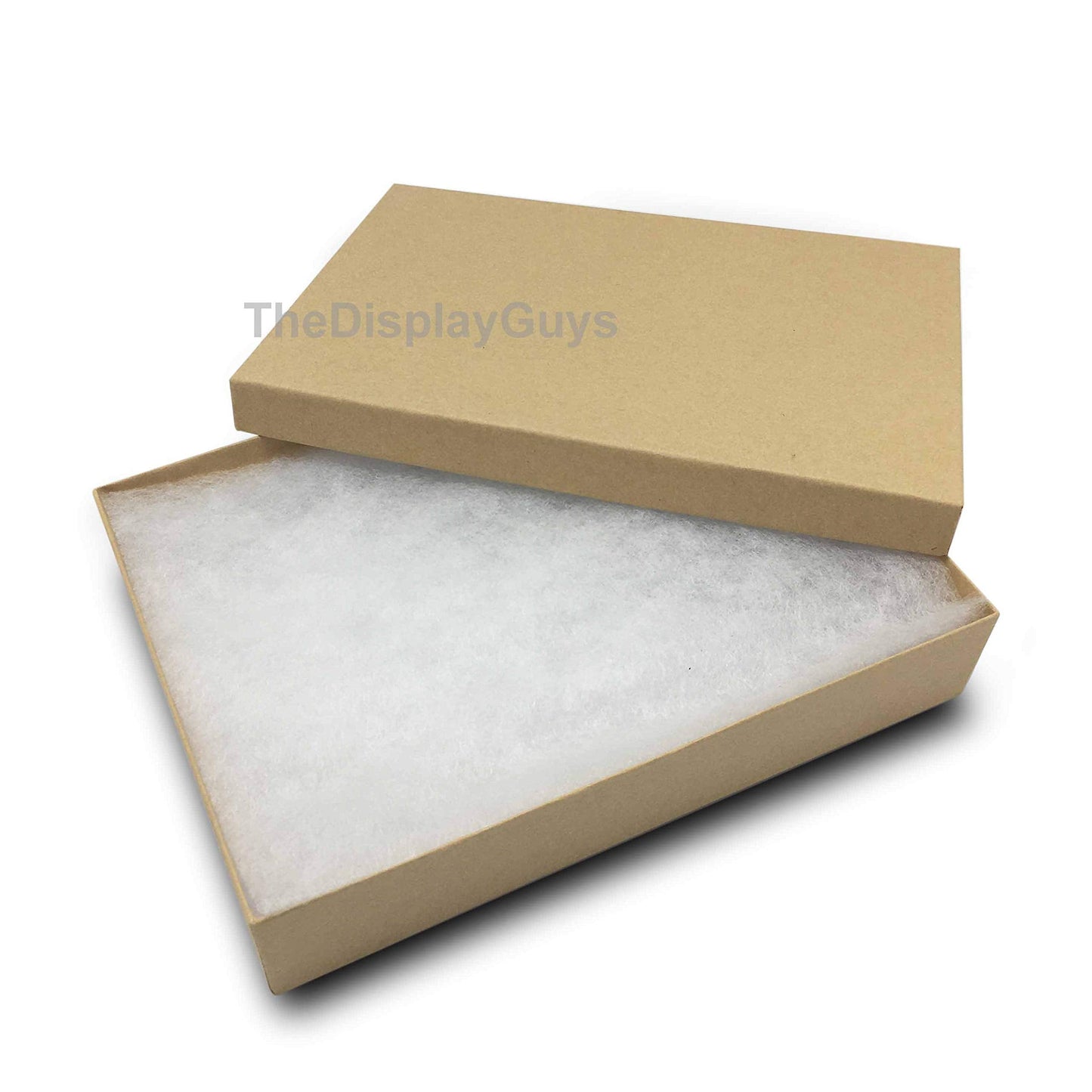 TheDisplayGuys - 25-Pack #75 Cotton Filled Cardboard Paper Jewelry Boxes Gift Case - Kraft Brown (7.1" x 5.2" x 1.3") - for Shipping or Storage