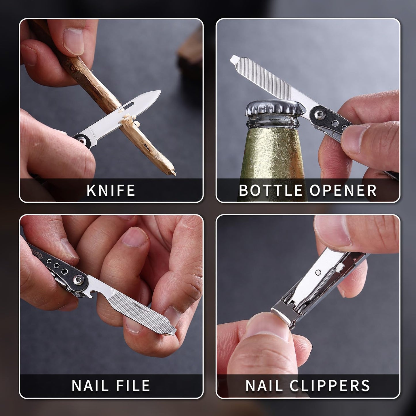 OUTU Nail Clippers Multitool,Nail File,Bottle Opener,Utility Tool with Gift Box(Black)