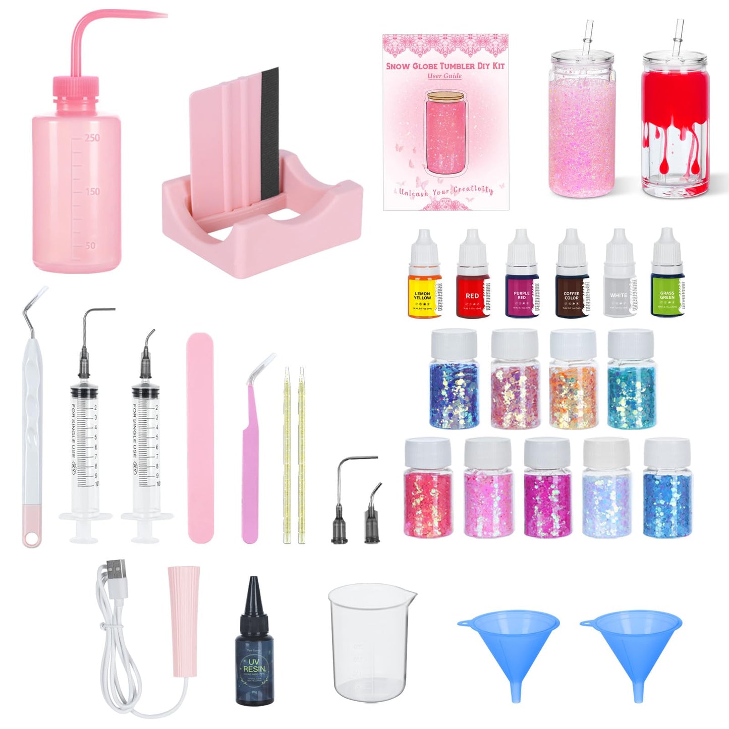 Snow Globe Tumbler Starter Kit DIY Tools, Snow Globe Cup Supplies Craft Too Set, Cups are Not Included