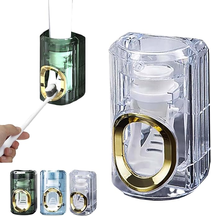 Light Luxury Toothpaste Squeezer, Automatic Toothpaste Squeezer, Toothpaste Dispenser, Household Wall Mounted Non-Punching Squeezer Toothbrush Holder Saves Toothpaste for Home (Color 03)