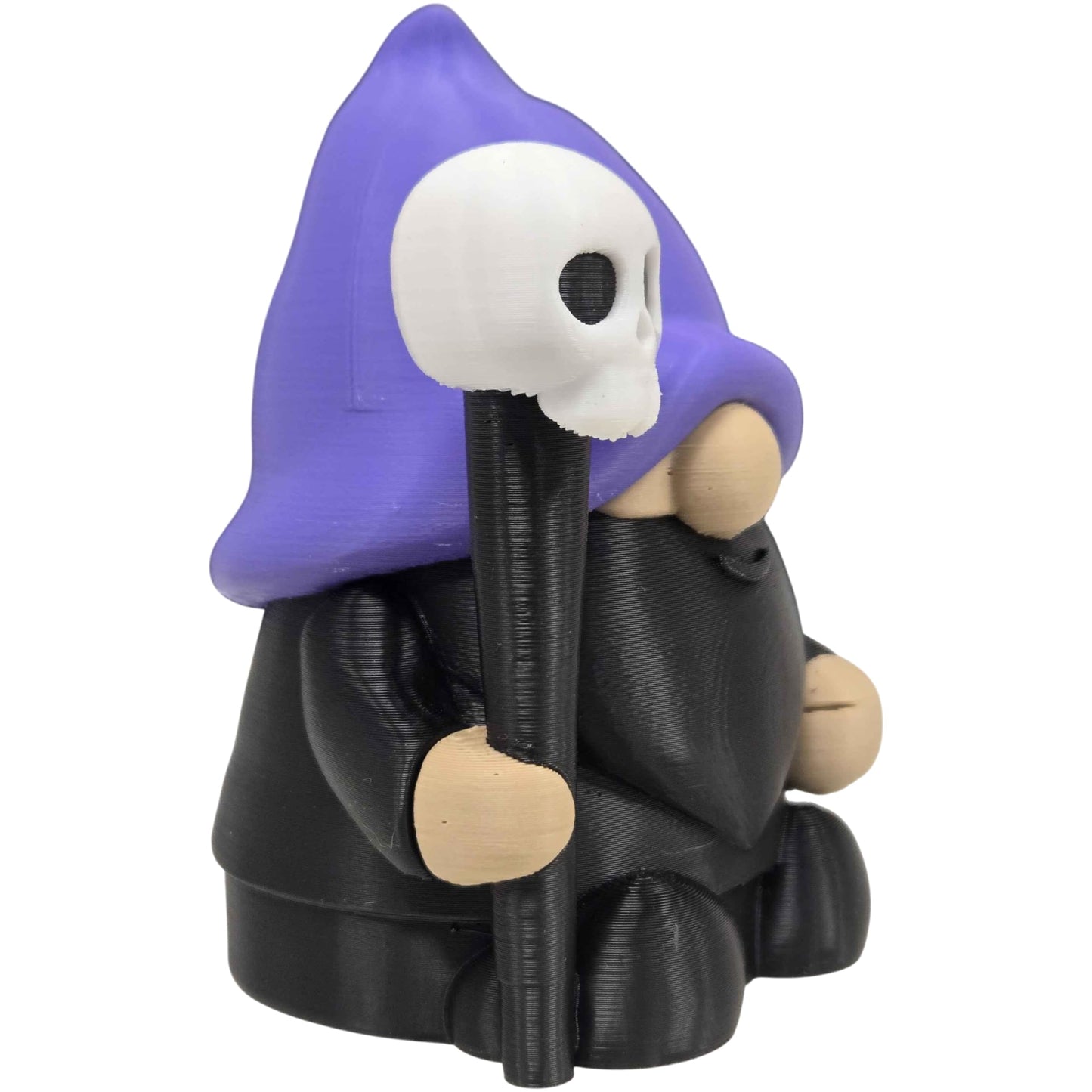 Necromancer Gnome Collectible Figurine - Detailed Gothic Desk Decor with Skull Staff for Unique Gift and Display - 3D Printed in Canada