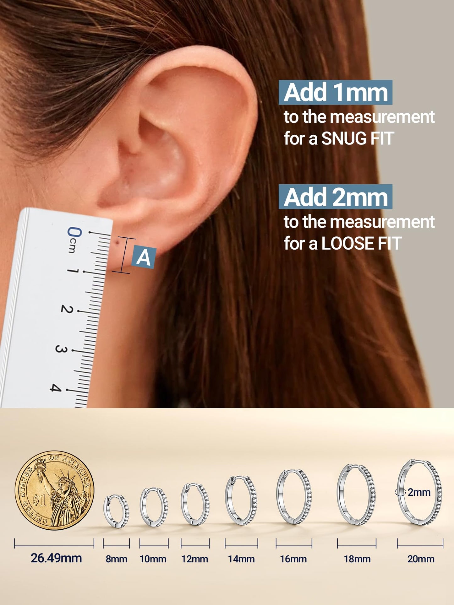 Silver Hoop Earrings For Women Cubic Zirconia Hoops Earring Hypoallergenic 8mm Tiny Huggie Jewelry Non Tarnish Cartilage Piercing Waterproof Ear Earings