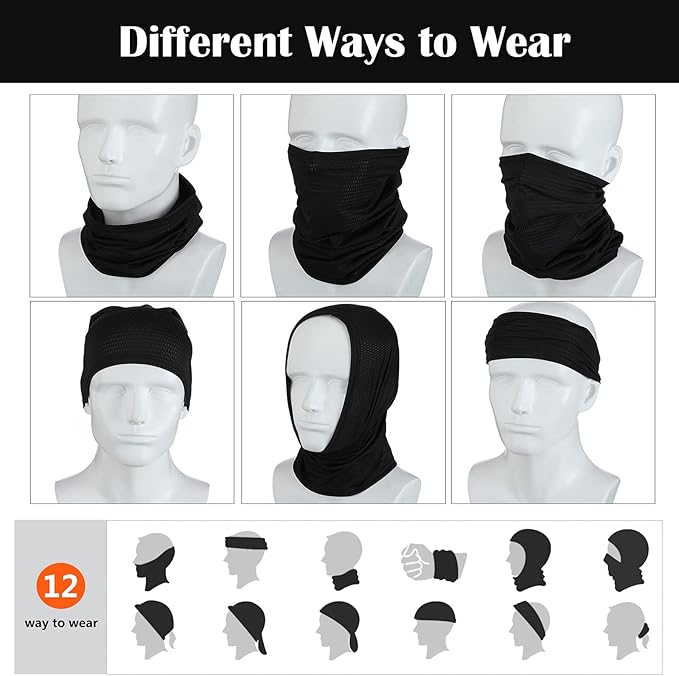 Geyoga 6 Pieces Winter Face Mask for Men UV Protection Mask Sunscreen Breathable Windproof Neck Gaiters Scarf Fishing Cycling Running (Dark Gray, Light Gray)
