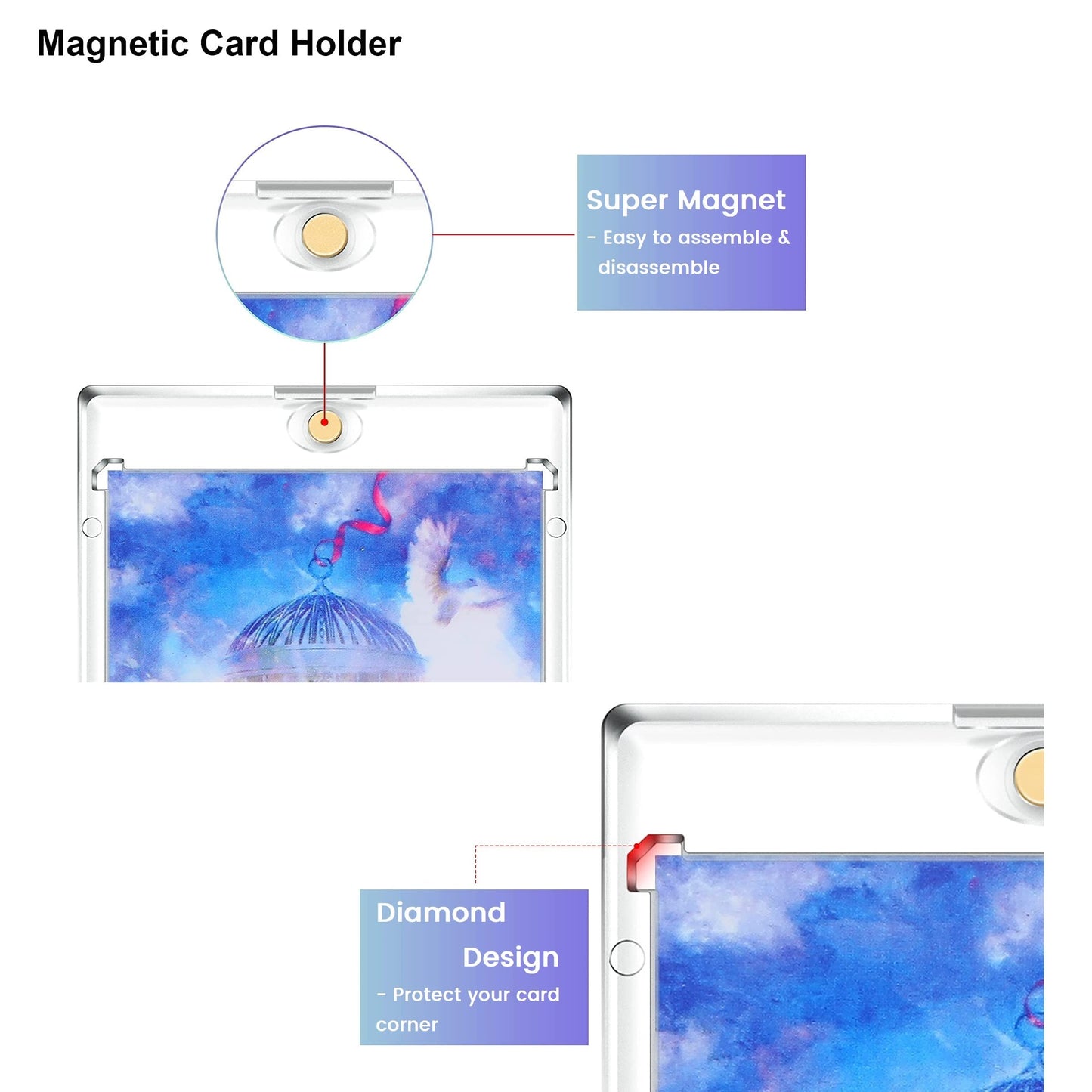LRANFOW Magnetic Trading Card Holder Hard Card Case with UV Resistant for Cards || 24 Pack 55pt
