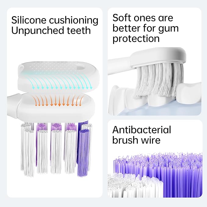 Wave Electric Toothbrush for Adults – Sonic Vibration & Rotation Technology, 3 Brush Heads, IPX7 Waterproof, Travel-Friendly, Deep Cleaning, Durable & Convenient Design