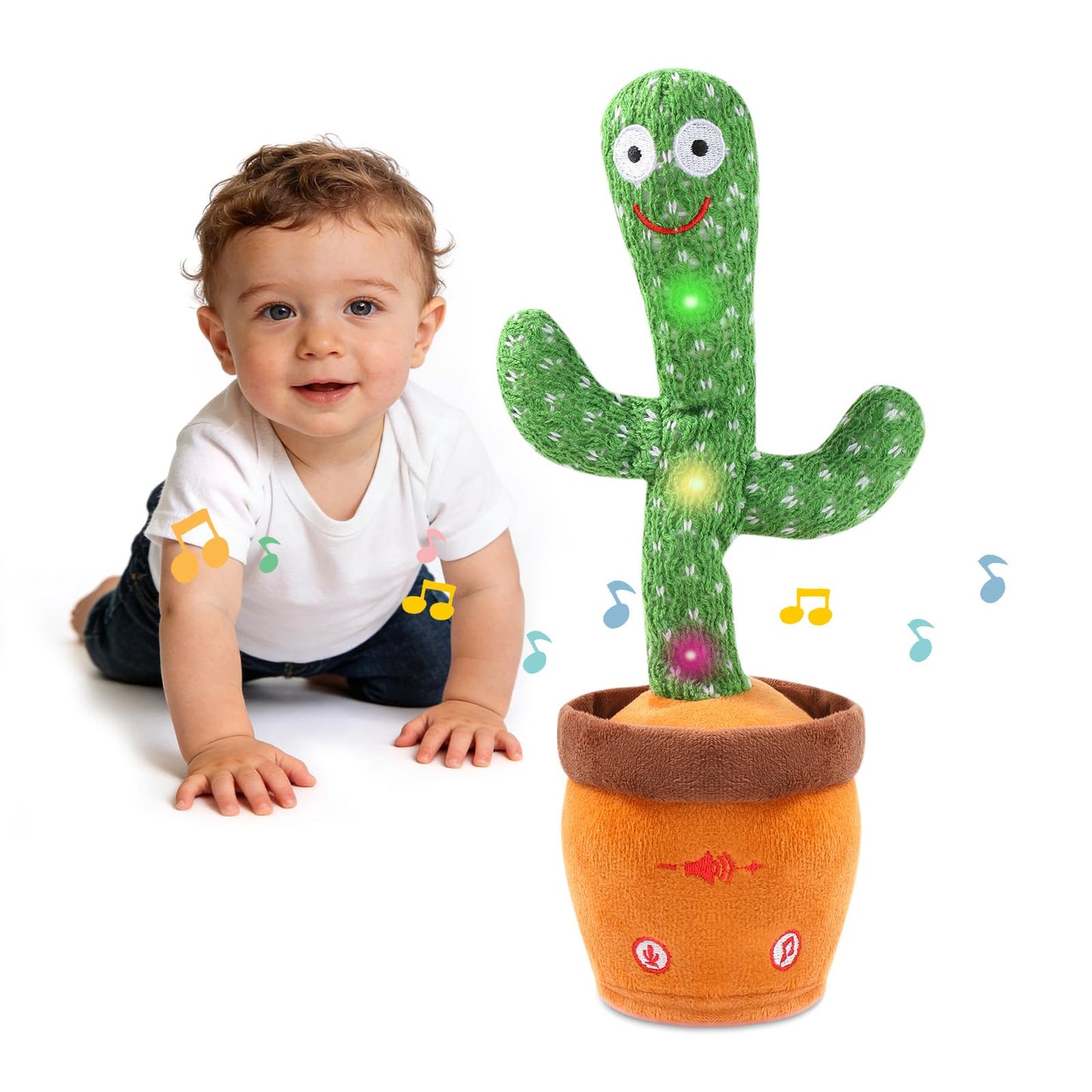 LLUKEME Talking Cactus Toy for Babies 6+ Months & Toddlers - Dancing Singing Repeating Cactus Toy with 10 Songs & Lights, Interactive Plush Gift for Kids Age 1 2 3 4 5 6, for Kids