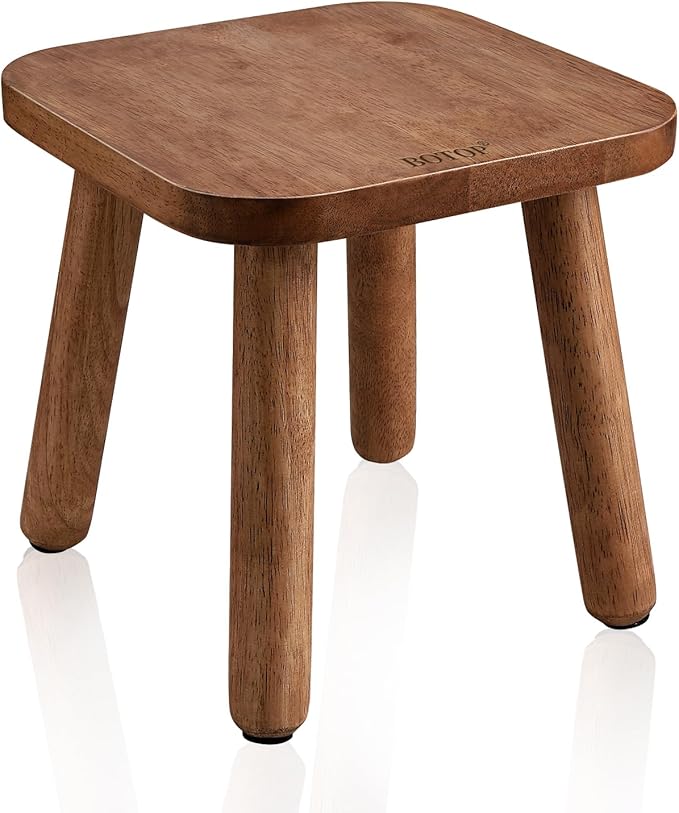 Small Wooden Step Stool, Cute Non-Slip One Step Stool for Adults Kids, Easy to Assemble Portable & Sturdy Foot Stool for Bedroom, Bathroom, Kitchen - 9 Inch Holds up to 300 Lbs