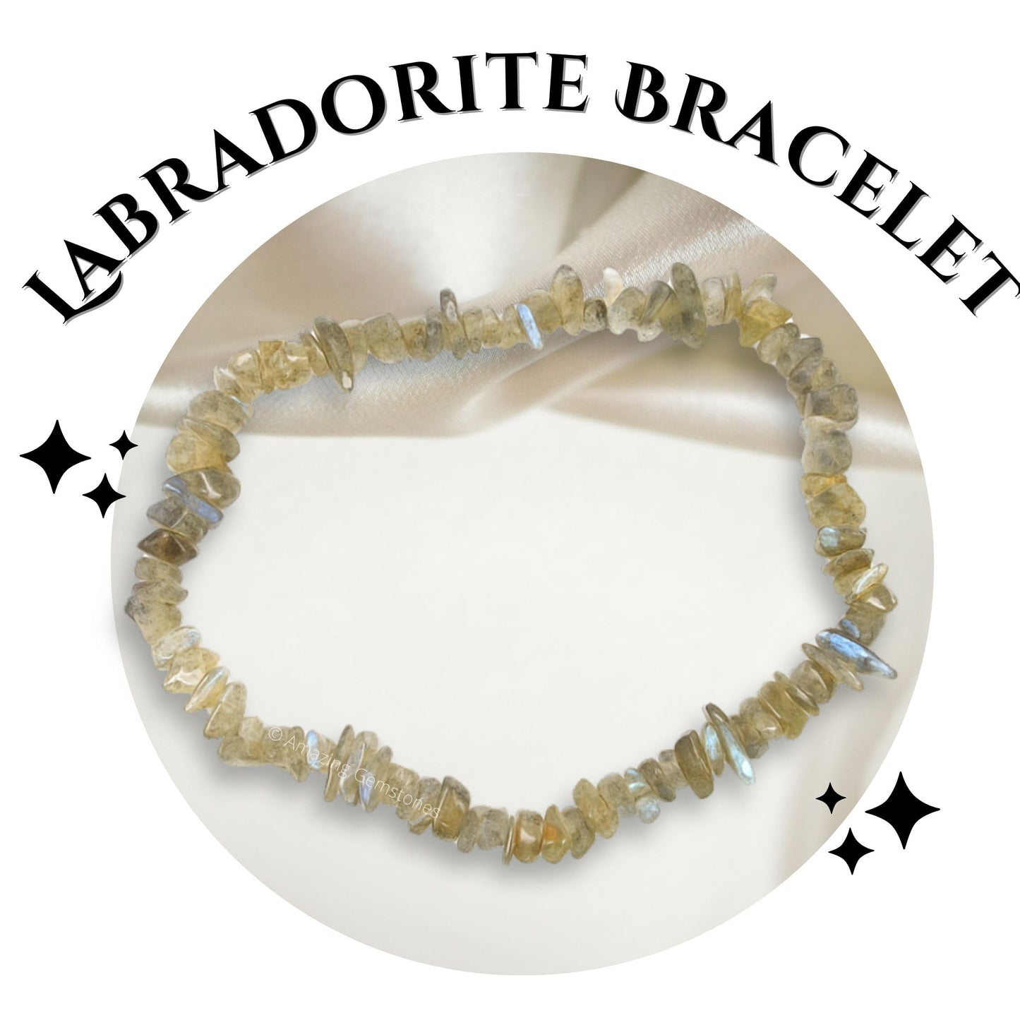 Amazing Gemstone Chips Bracelet (Labradorite)