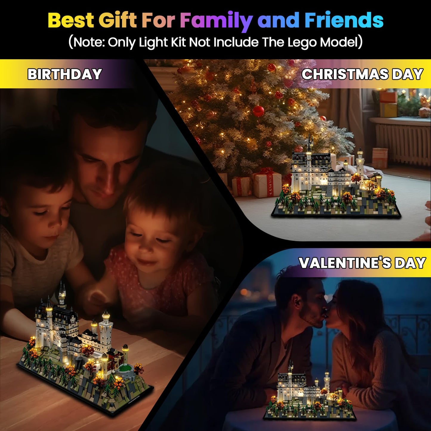 Hilighting Upgraded Led Light Kit Compatible with Lego Architecture Neuschwanstein Castle Building Set, Lights Decoration Compatible with Lego 21063, Gift for Architecture Fan (Model Not Included)