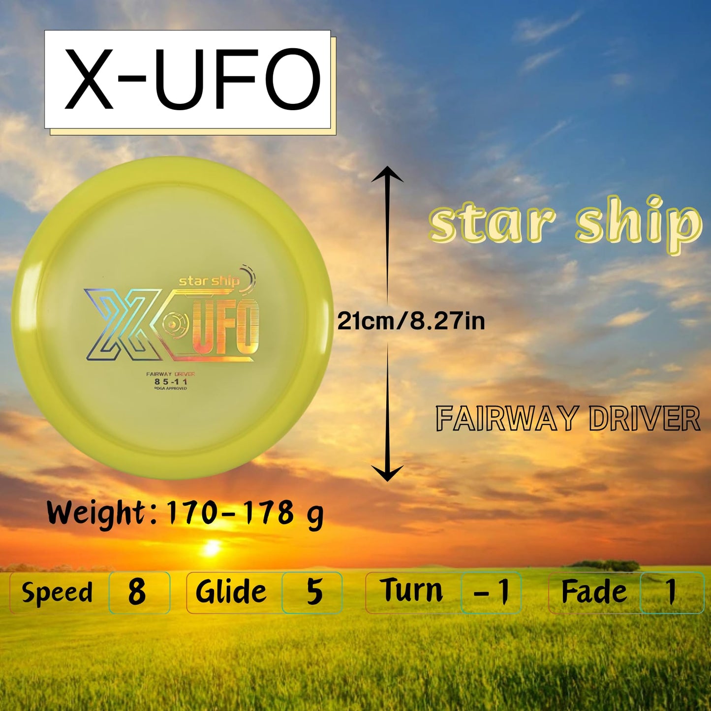X-UFO Disc Golf Set - Disc Golf Starter Set 5 Pieces, with Putter, Driver, Mid-Range Discs, Mini Discs,Disc Golf Discs Set 170-180 Grams,PDGA Certified Golf Disc (Set 4)