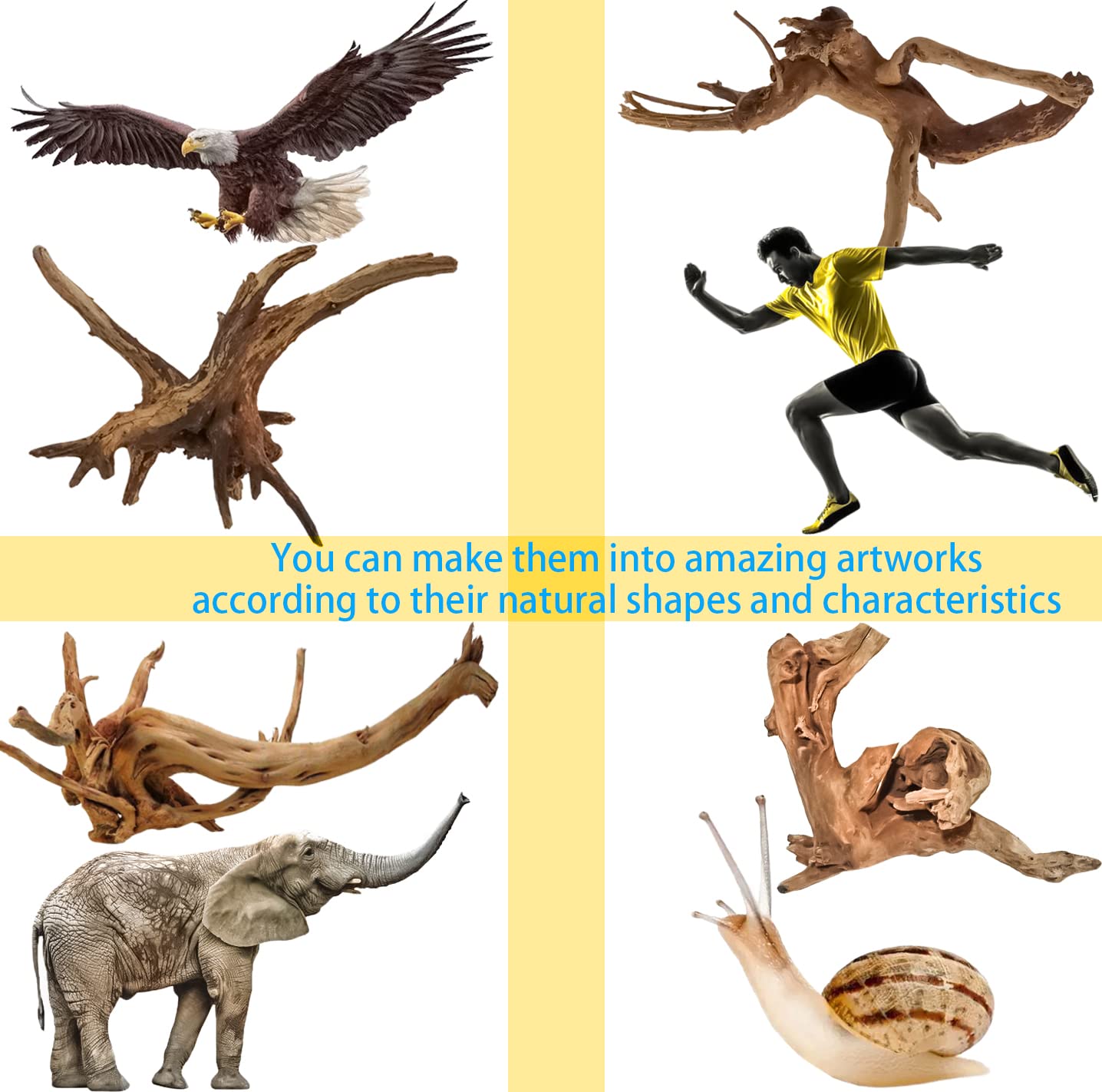 Vmiapxo 8 Pieces Natural Driftwood for Aquarium Decor, Assorted Sinkable Spider Wood, Reptile Drift Wood Branches Fish Tank Decorations (4''-6'')