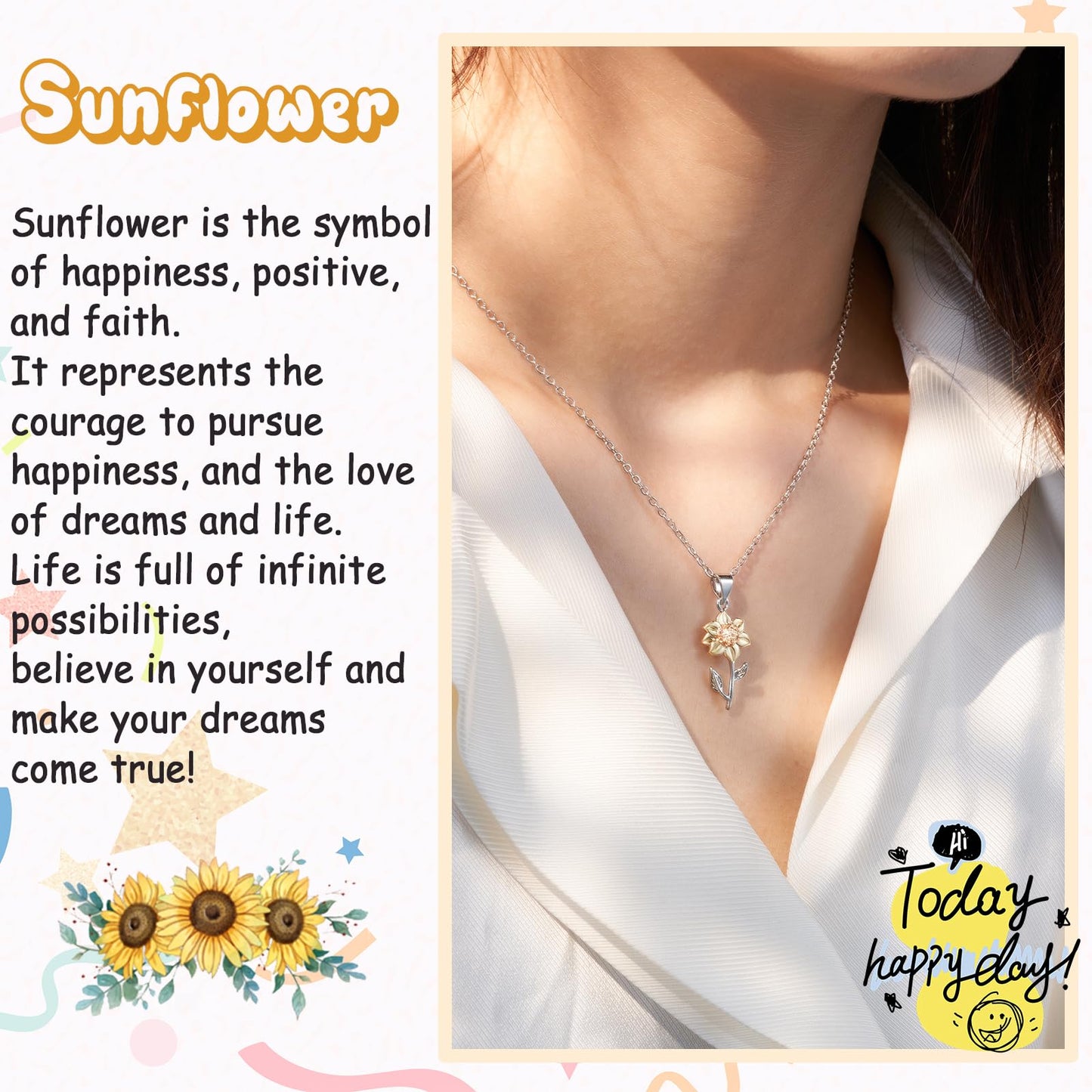 Tarsus Inspirational Gifts for Women, Get Well Soon Gifts Encouragement Inspirational Necklace for Women Friend Teen Teenage Gifts Ideas Sunflower Gifts Jewelry