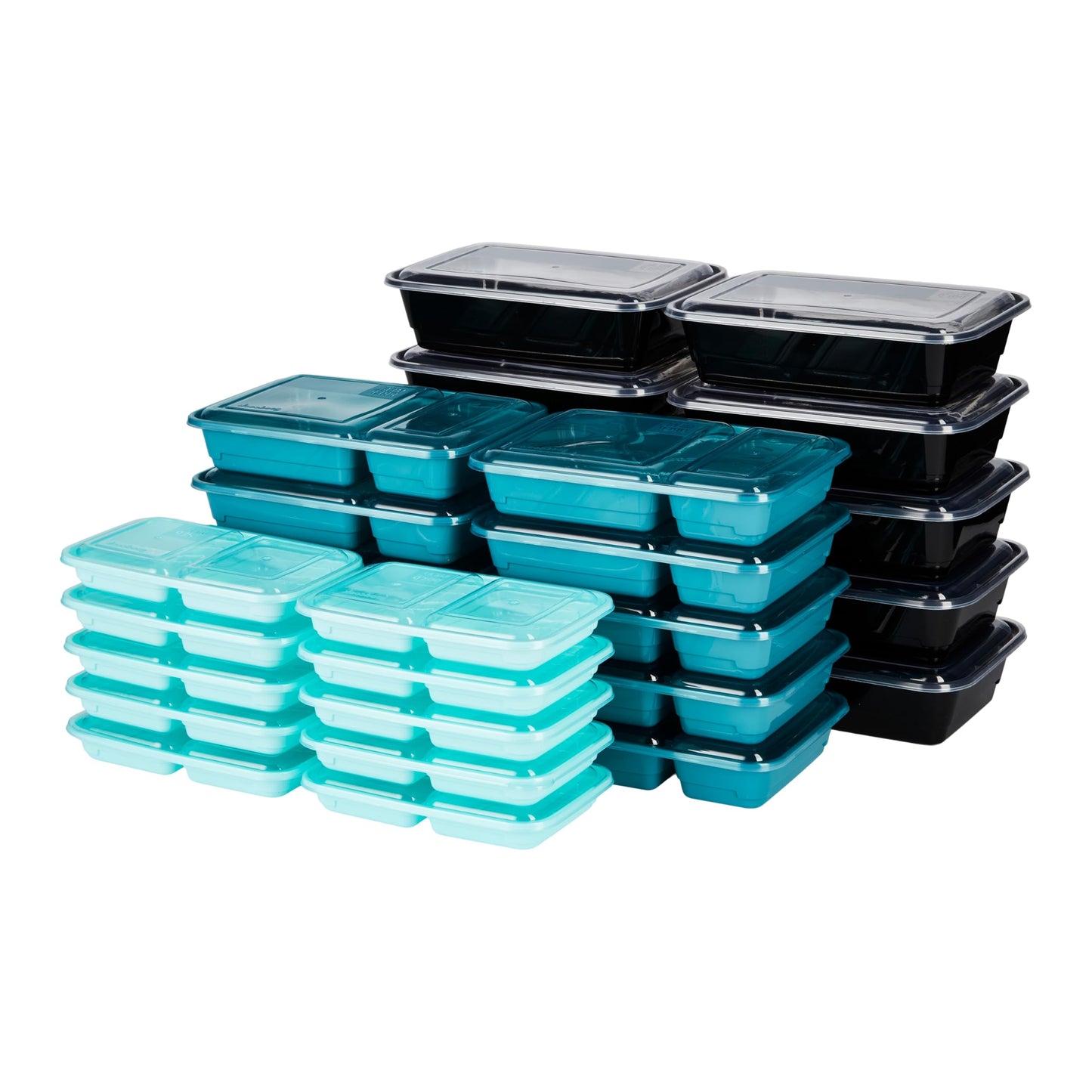 GoodCook Meal & Snack Prep Container Set, Includes Embossed Measurements & Color Coordinated Lids, Made Without BPA, 60-Piece Set