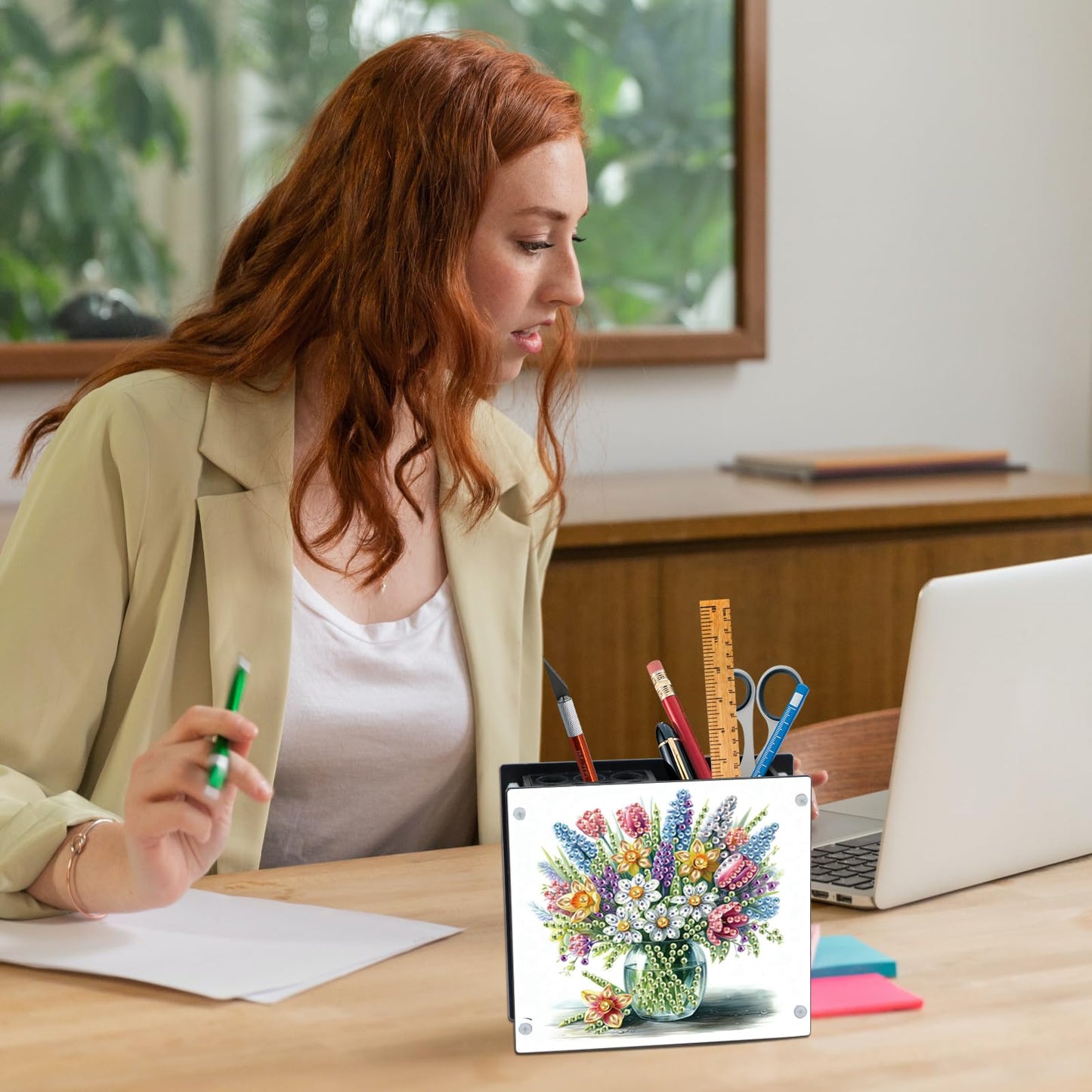 Tontut DIY Diamond Painting Kit，Vase Special Shape diamond painting pen holder, Acrylic Daily Office Desktop Decoration Storage Item