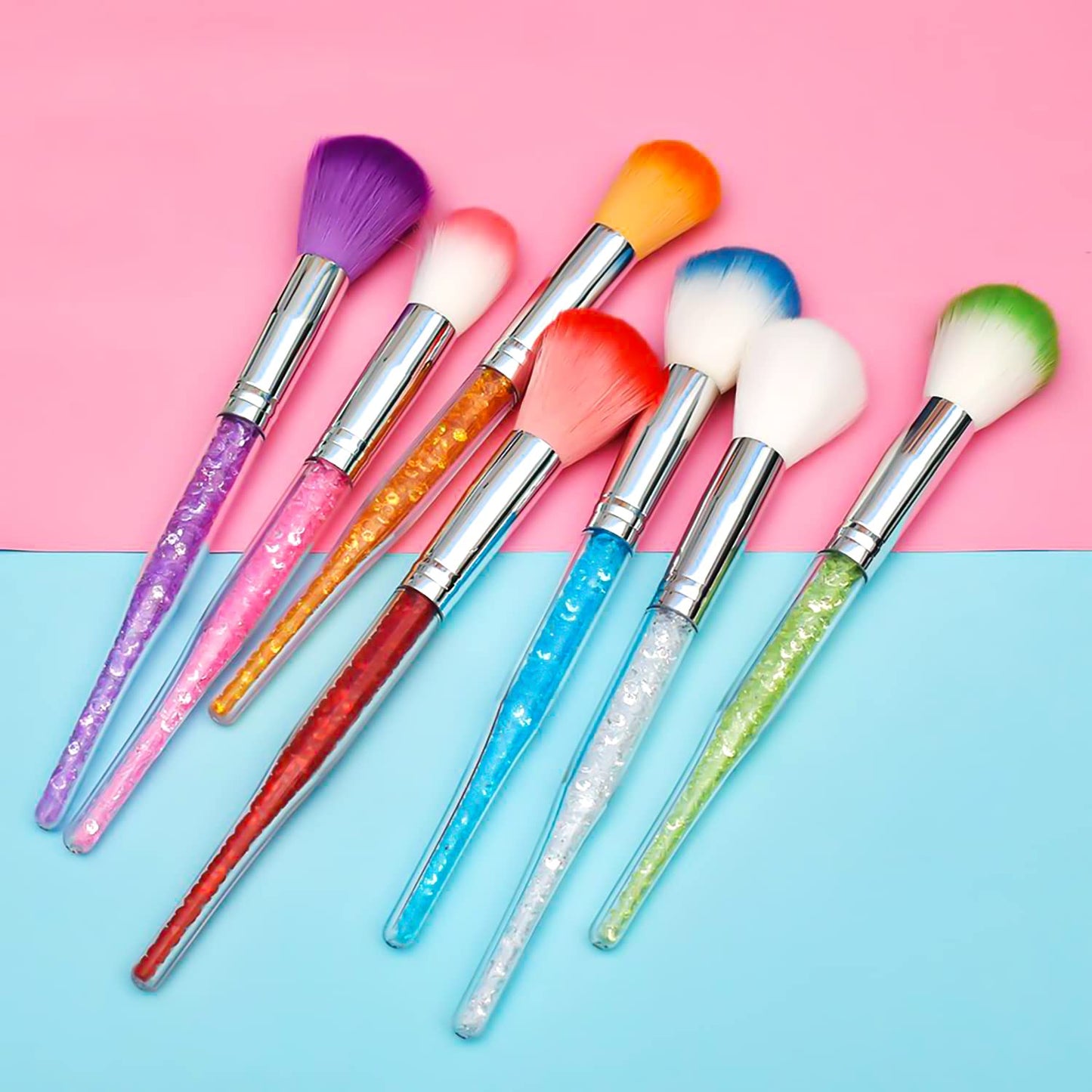 DANNEASY 7pcs Nail Dust Brush Nail Art Brush Nail Powder Brush Nail Brushes for Cleaning Dust Makeup Dipping Powder Blush Brushes Nail Art Tools