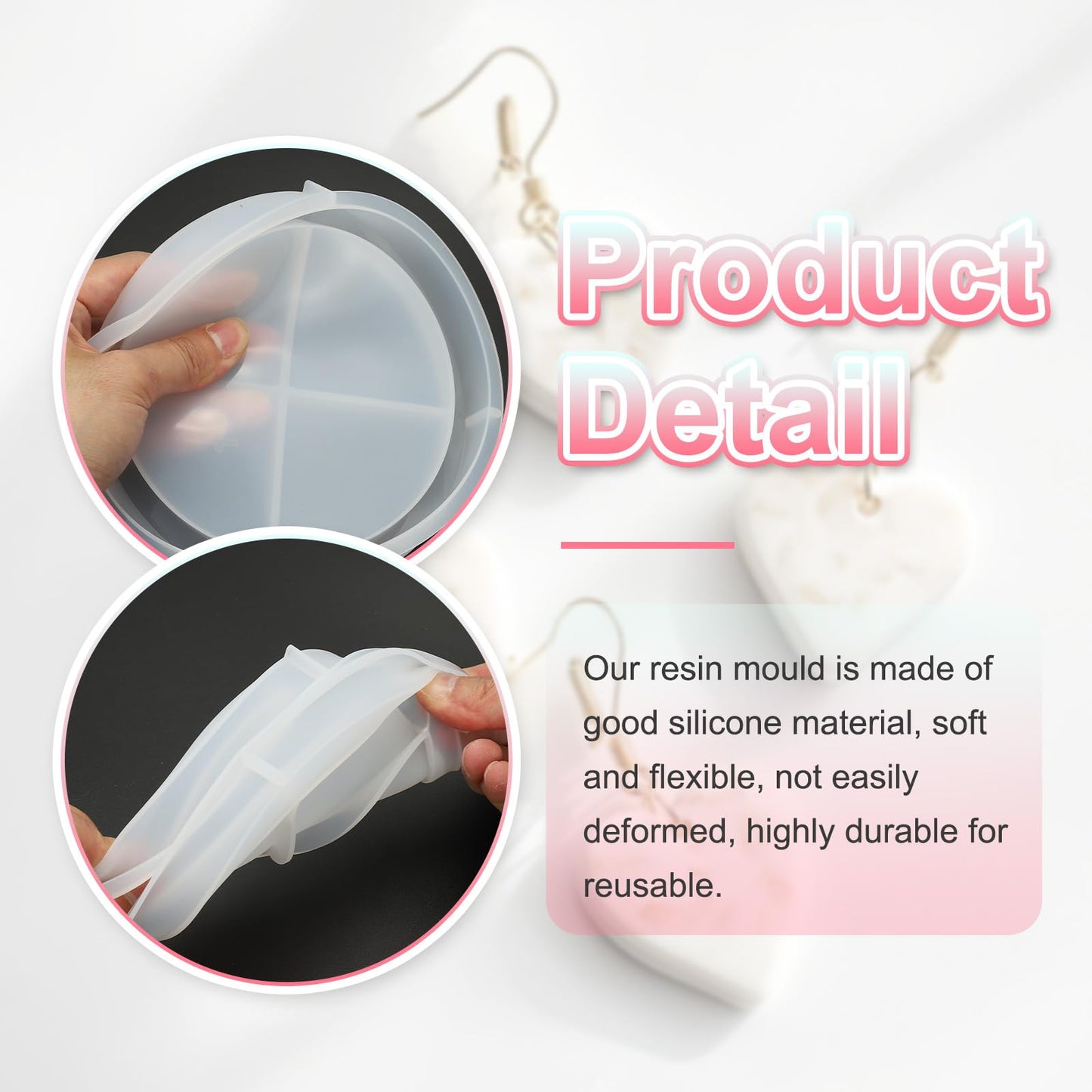 PATIKIL 8.3" Round Tray Resin Mould with Edge, Plate Silicone Moulds for Epoxy Resin Jewelry Storage Containers Blank Casting Mould for DIY Craft Home Decorations Making Tool, White