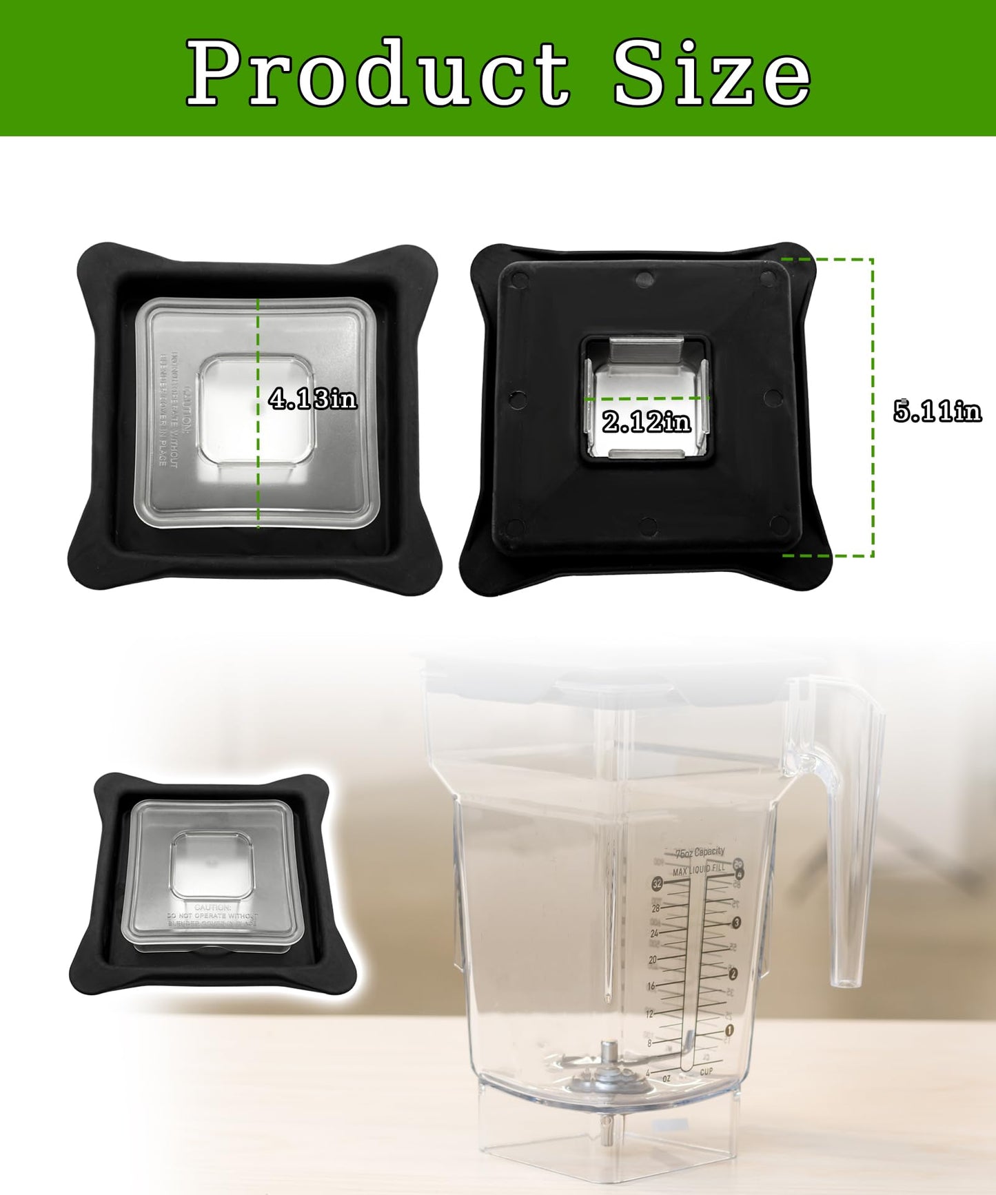 Blender Lid Replacement Compatible with Blendtec Commercial Blender,Soft Vented Gripper Mix-in with Square Clear Plug Compatible with WildSide+ and FourSide jars