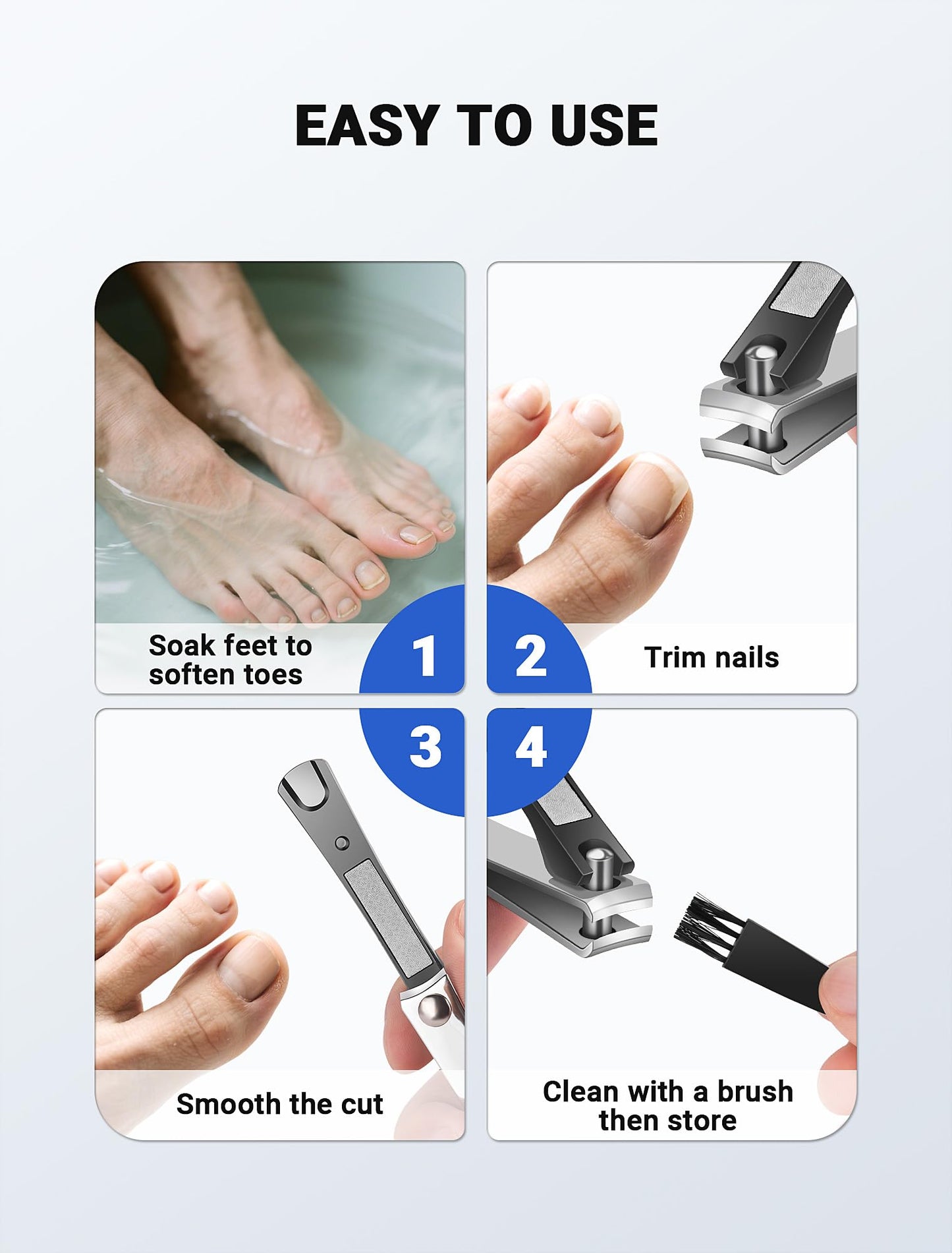 MERDTTES Toenail Clippers for Seniors Thick Toenails, Sharp Ingrown Toenail Clippers Nail Cutter Long Handle with Wide Jaw for Thick Nails, Heavy Duty Large Toe Nail Clipper Set for Men & Women,7 Pcs