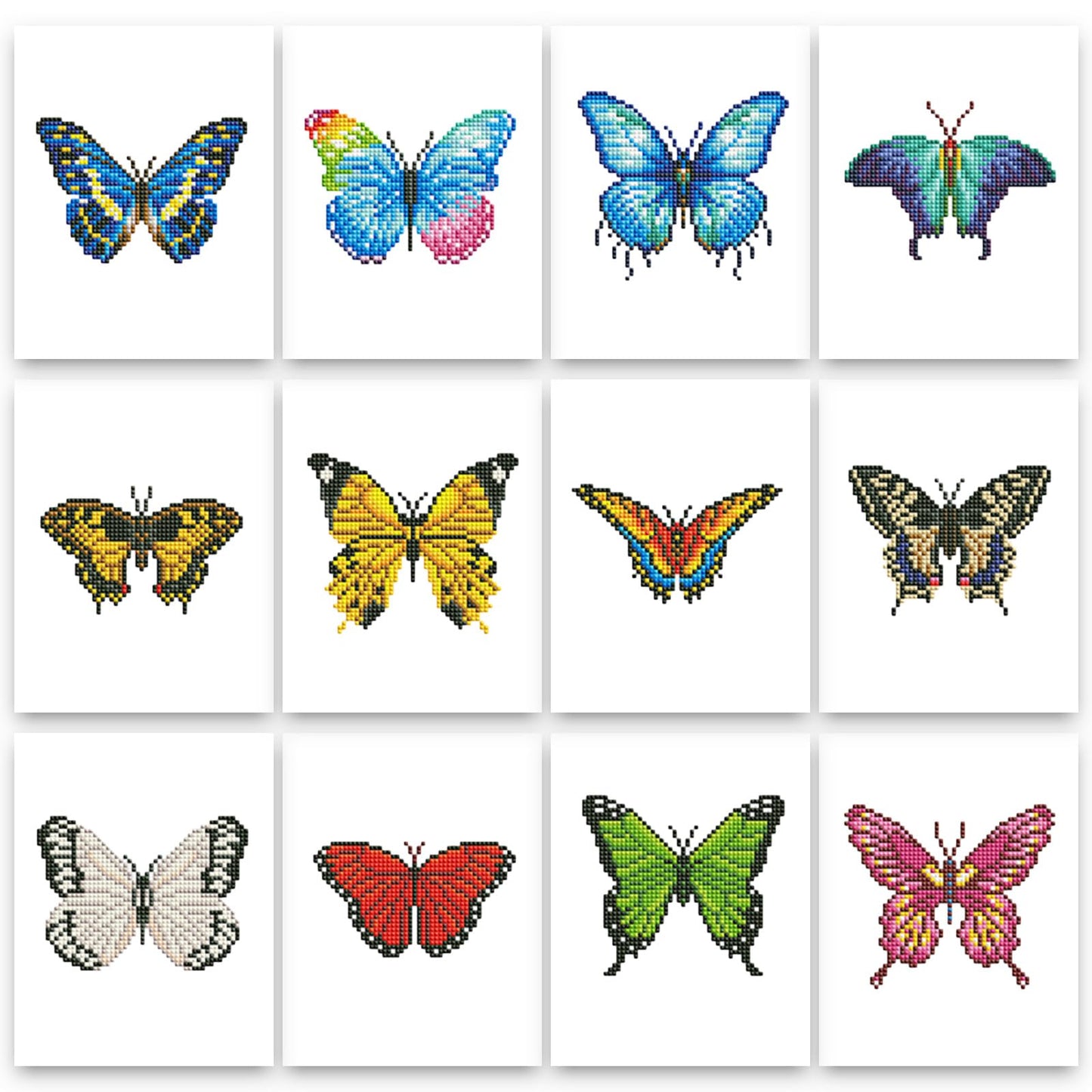 PeakLuv 12 Pcs Mini Diamond Painting Kits Butterfly, Small Diamond Art Kits for Adults, DIY Square Drill Butterfly Small Gem Art 1-Hour Painting for Home Desktop Decor, 6X7in