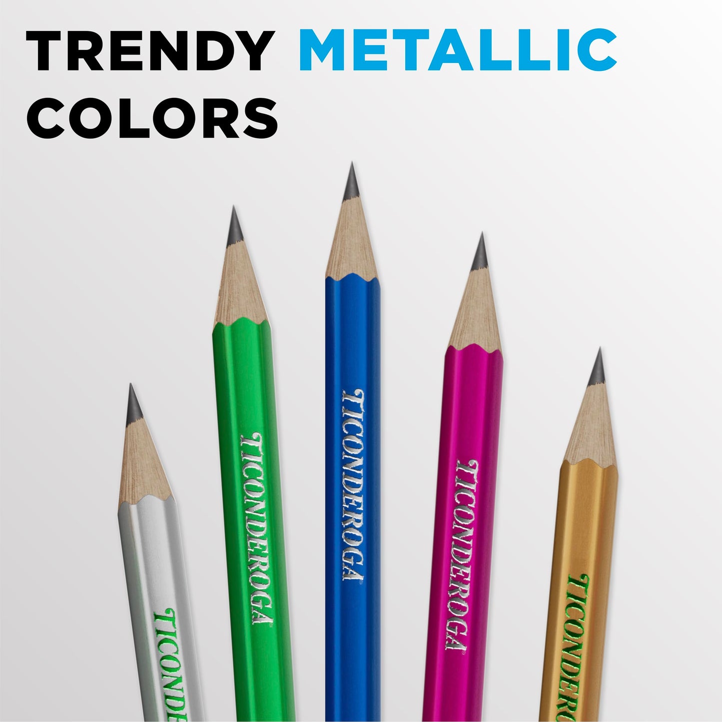 Ticonderoga Wooden Pencils, Pre-Sharpened, #2 HB Soft, Metallic Colors, 150 Count