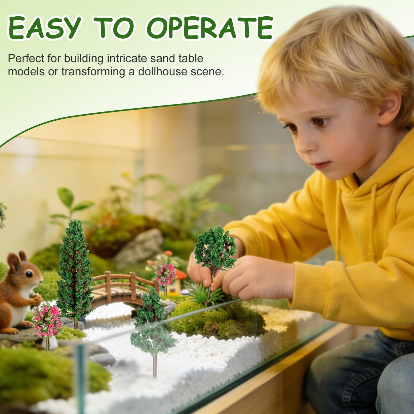 NUOBESTY Plastic Mini Model Trees Railway Pine Tree Model for Diorama Sand Table Landscape Decor Miniature Forest for Railroad Craft Building Cake Topper 38pcs