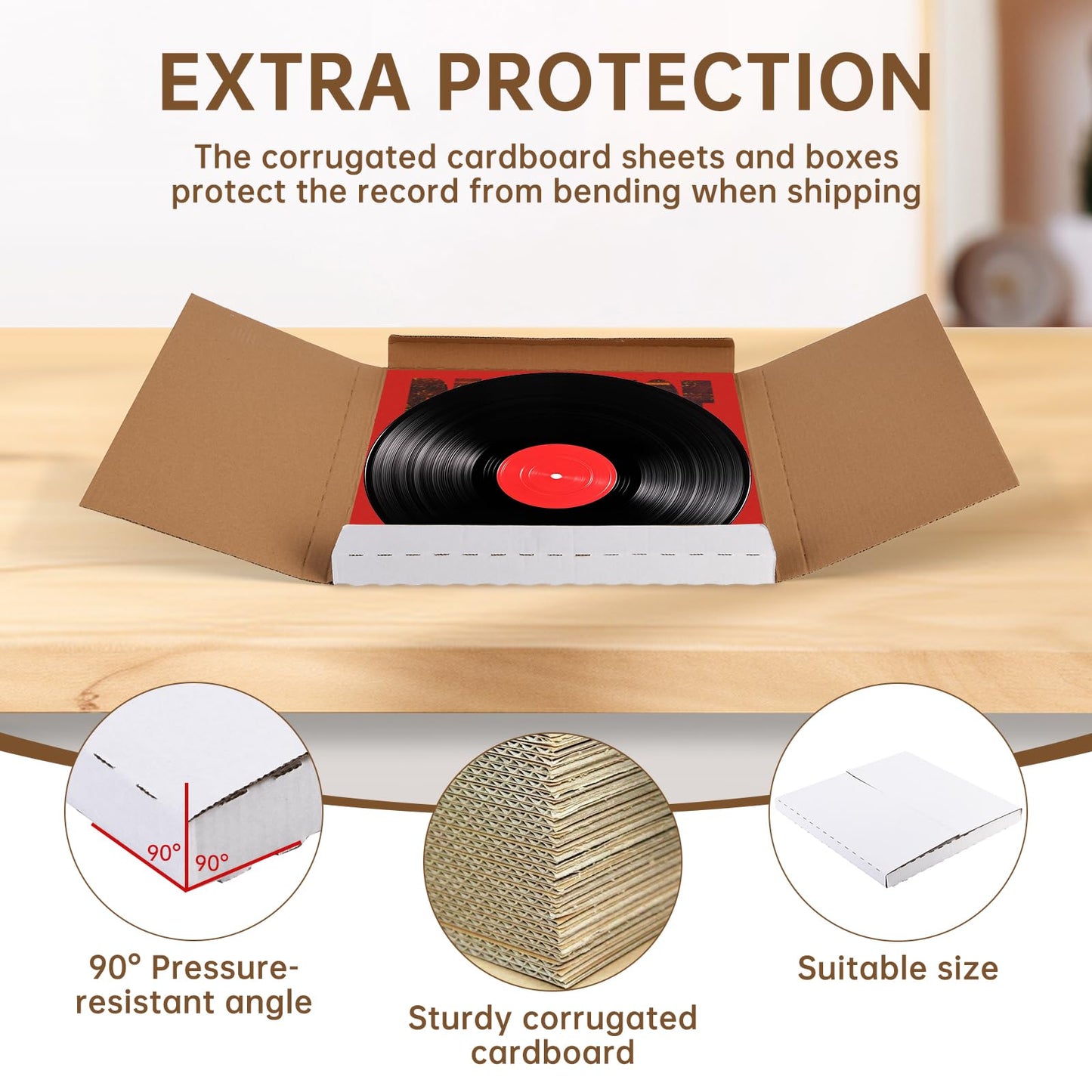 JxyHauteresce 22-Pack Vinyl Record Mailers - 12.6x12.6x1 Inch Vinyl Record Shipping Boxes for LP Records, Photos & Stamp Collection (22) Vinyl Mailers