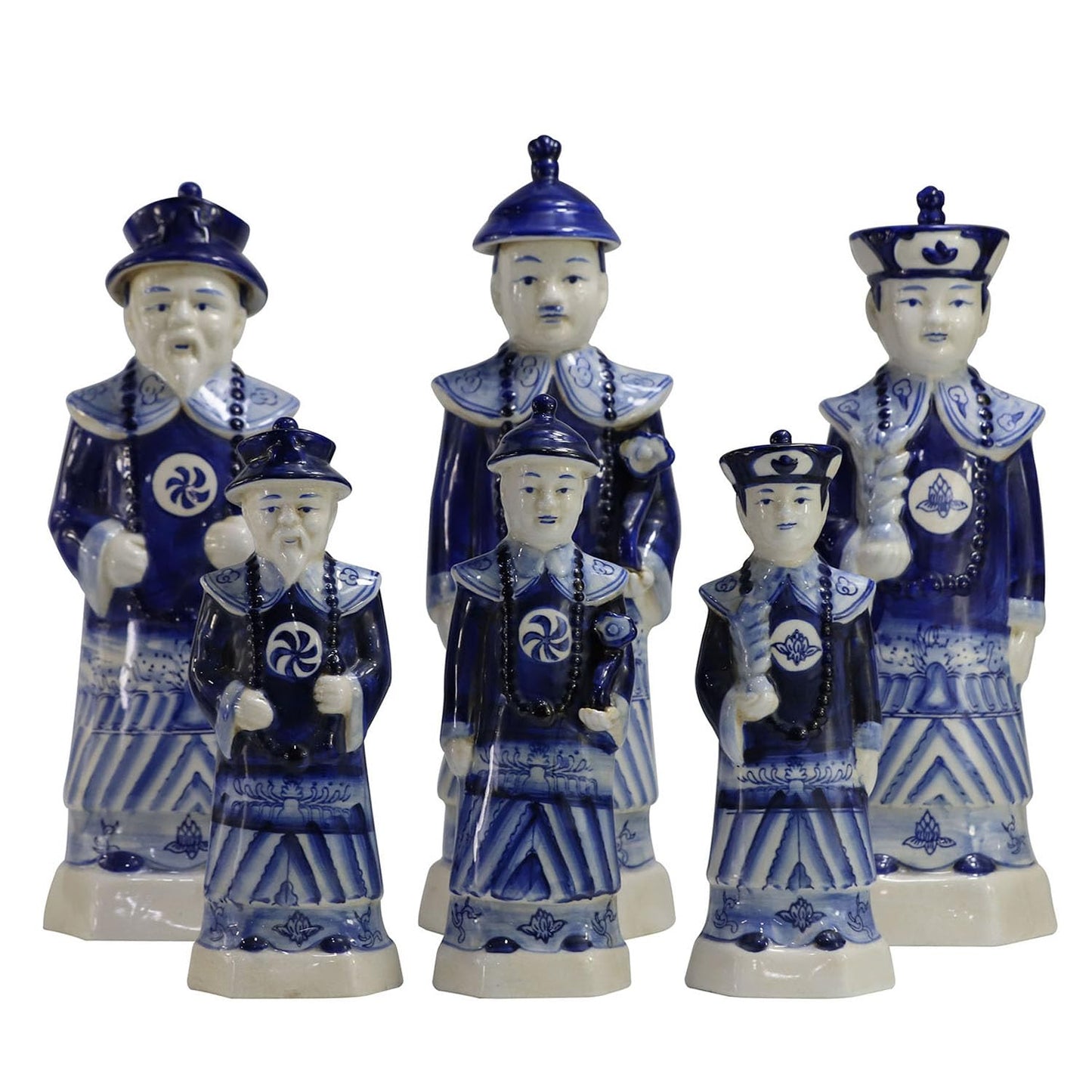 SYNWISH Hand Painted Antique Blue and White Porcelain Figurines Qing Dynasty Ceramic Chinese Emperor Statue Traditional Home Decor Table Accessory (Small - Qianlong)