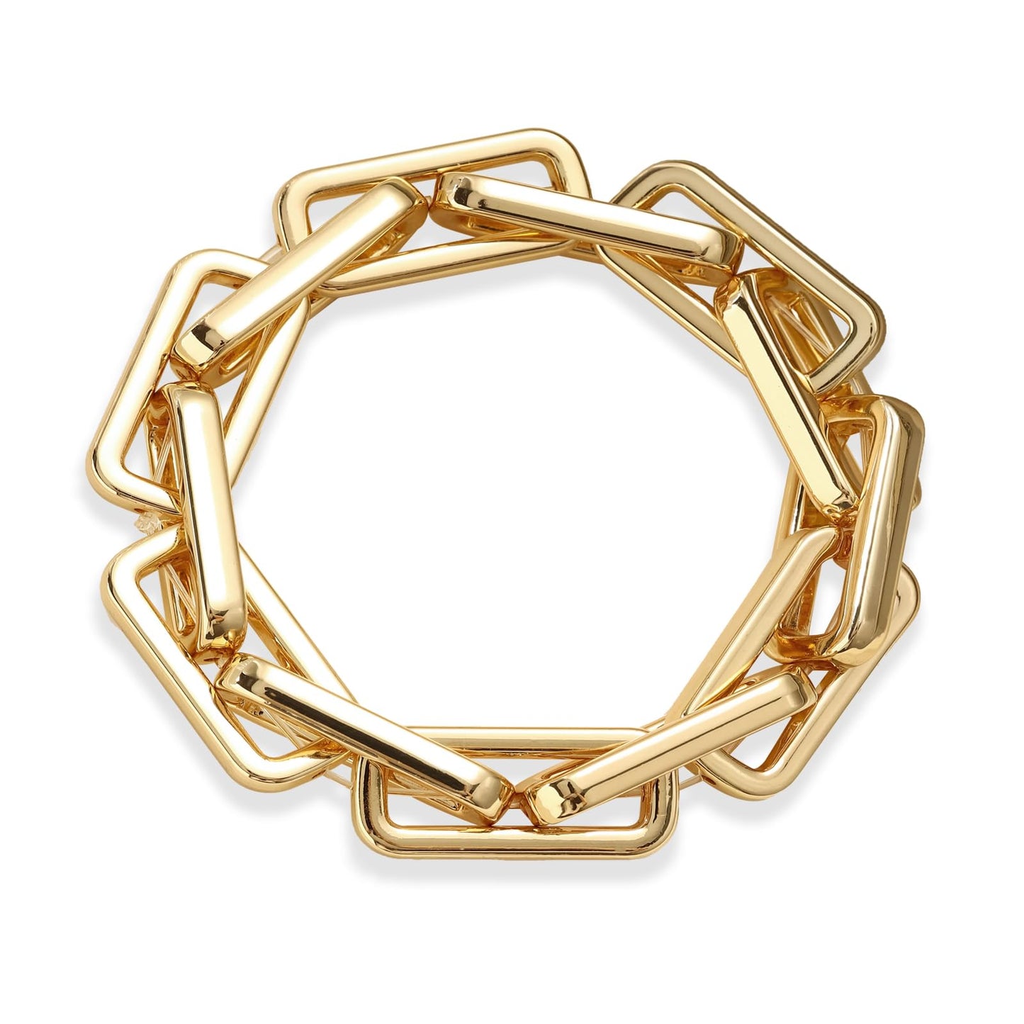 WZJLY Chunky Gold Bracelet for Women Non Tarnish, Trendy Stretch Cuban Link Chain Plated Gold Bangle Bracelets (Paperclip-gold)