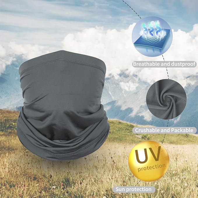 Achiou Neck Gaiter Face Cover Scarf, UV Protection Mask for Men and Women,Soft Windproof, Hiking Cycling Running