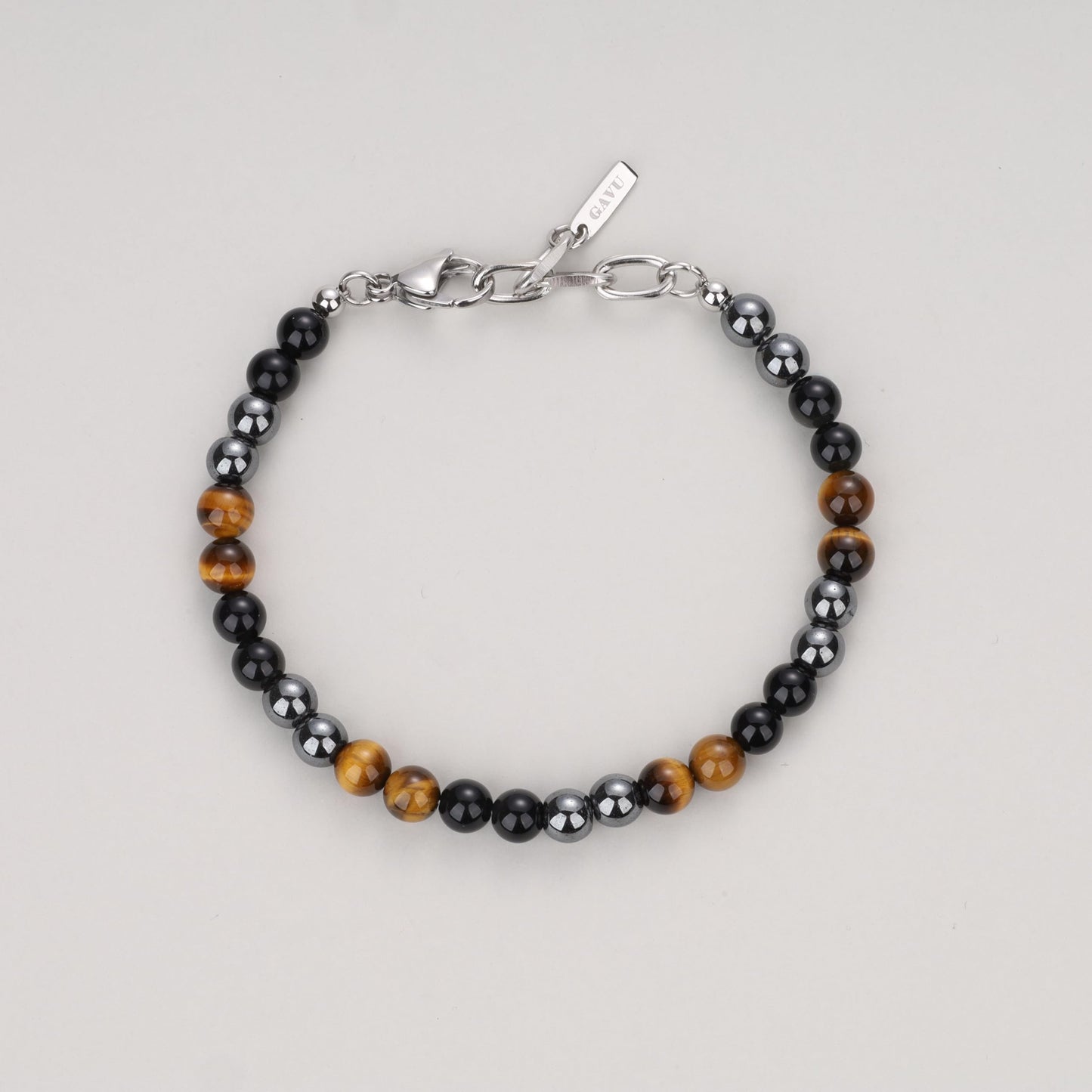 GAVU Triple Protection Beaded Bracelets for Men, Men's Tiger Eye Obsidian Bracelet