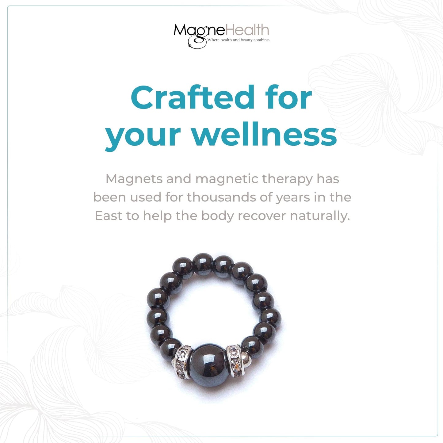 Black Magnet Stretch Ring with large Black Magnet Bead (M)