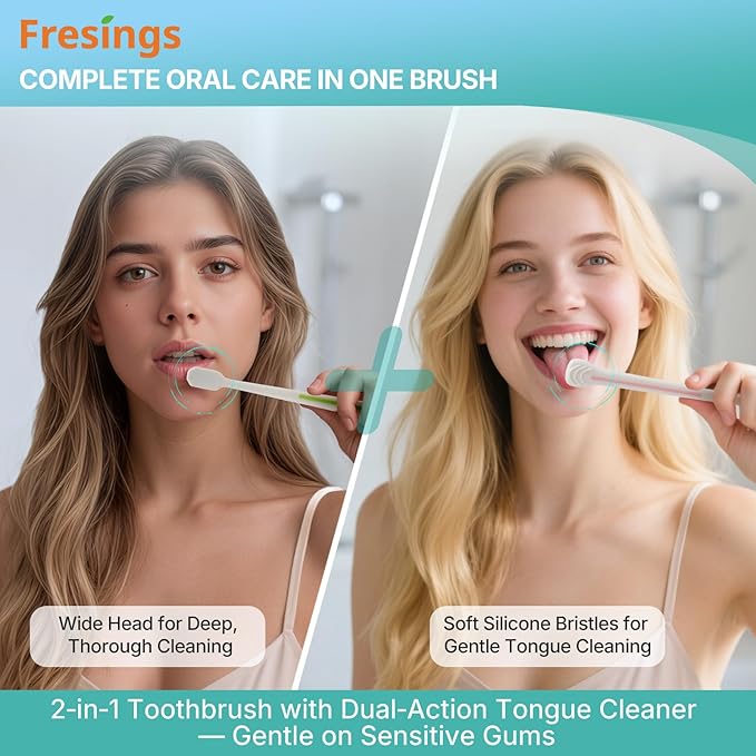 Ultra Soft Toothbrush Family Pack, 25 Pack for Adults & Kids – Sensitive Gums Care with 2-in-1 Tongue Scraper, Individually Wrapped for Travel & Home Use