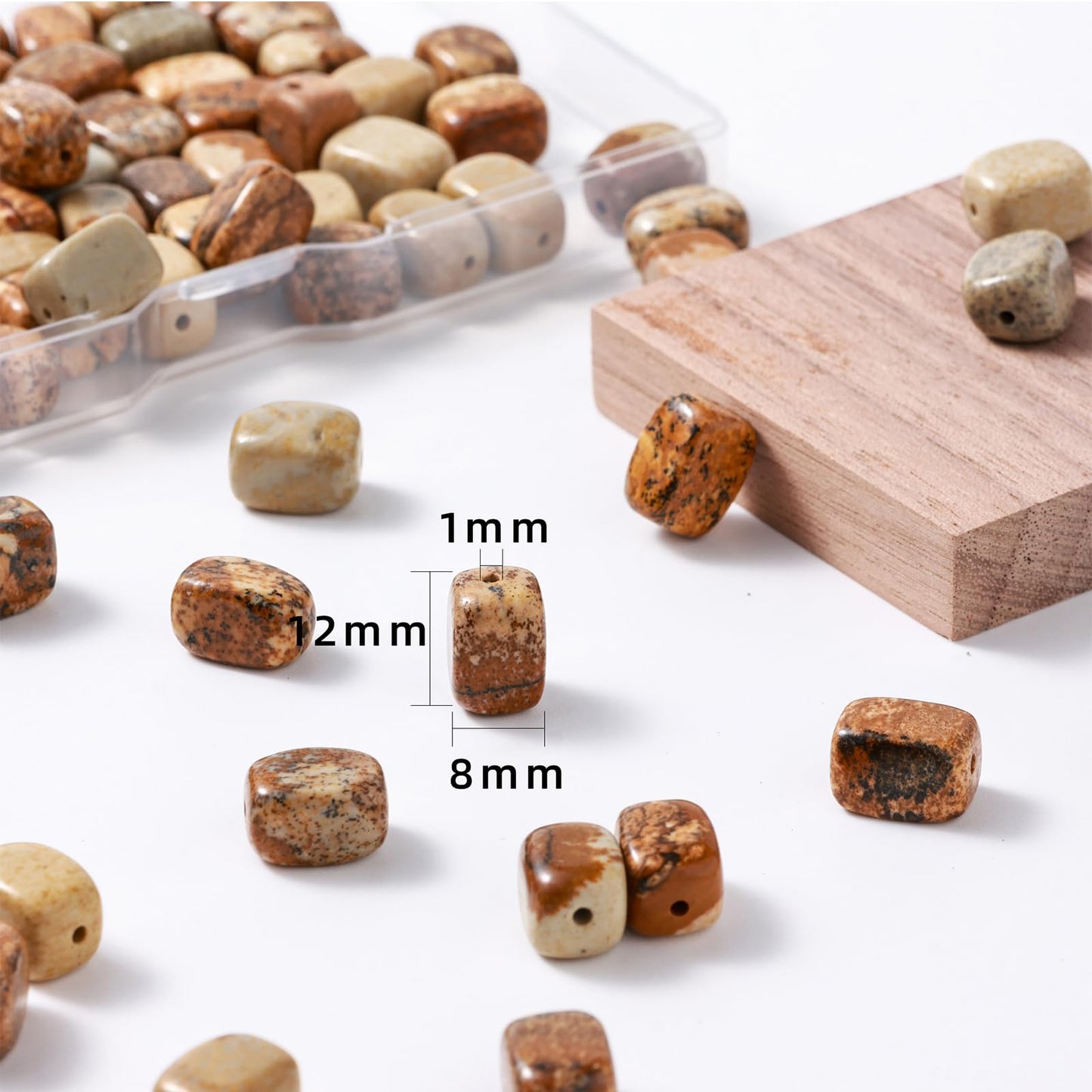 Natural Large Brown Picture Jasper Cube Stone Beads 8x11mm 38cm/str Loose Semi Gemstone Stone Square Beads for Making Bracelets Necklace