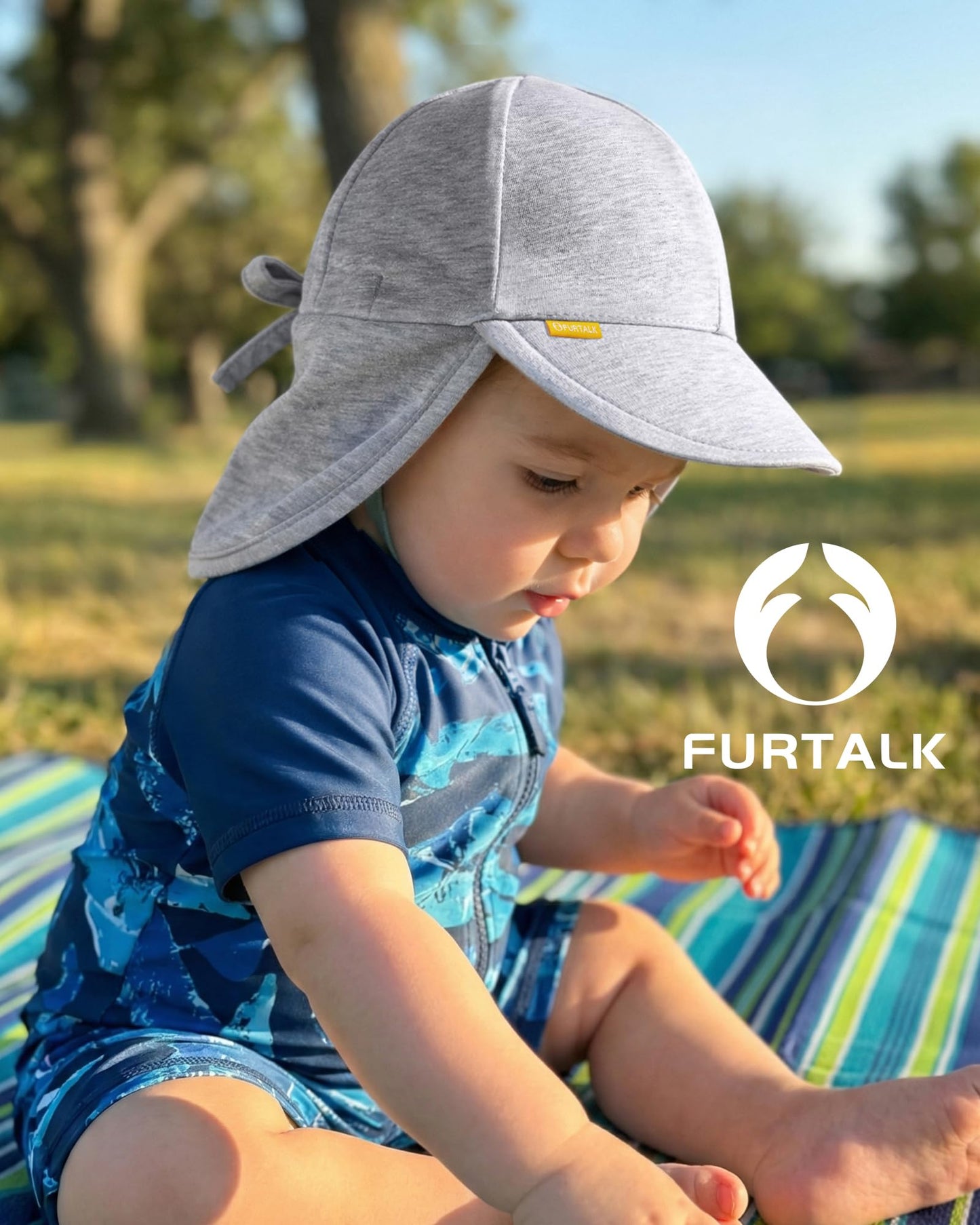 FURTALK Baby Sun Hat UPF 50+ UV Ray Sun Protection Cotton Toddler Hats for Boys Girls Grey