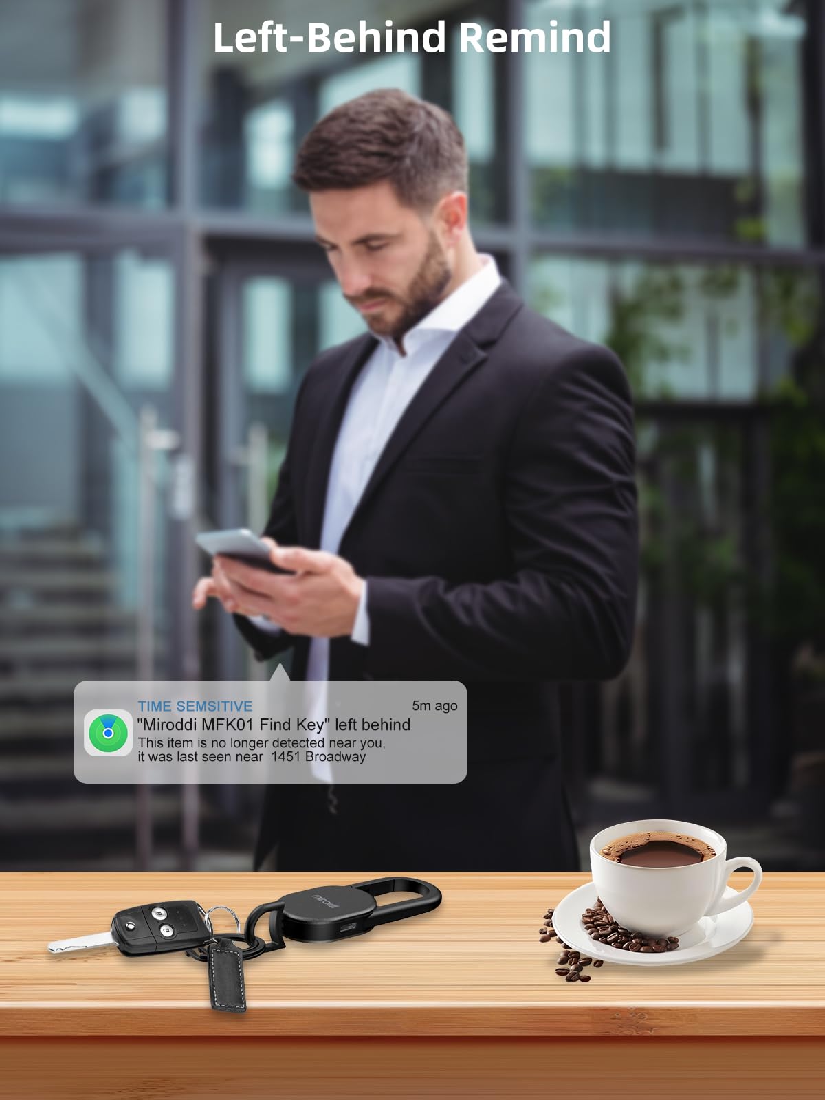 Keychain Tracker, Keys Finder Works Compatible with Find My App (iOS Only), Heavy Duty Keychain Carabiner Car Key Chains for Men, Anti-Lost Tracker with Keyrings, Rechargeable & Waterproof, Black
