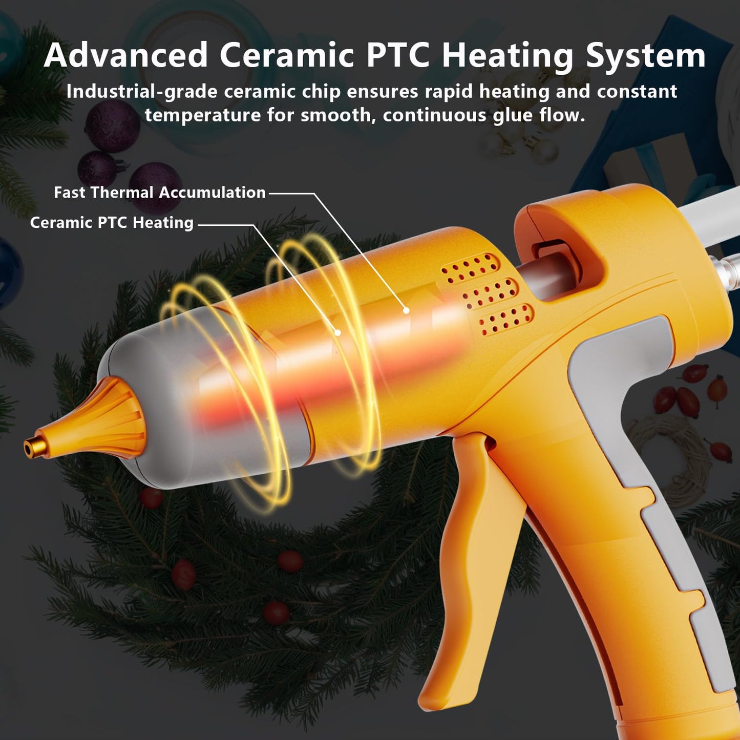 DTEZTECH Cordless Hot Glue Gun Compatible with DeWalt 20V Max Battery, Fast Preheating Electric Glue Gun Kit with 10 Glue Sticks for Arts, DIY (Tool Only, No Battery)